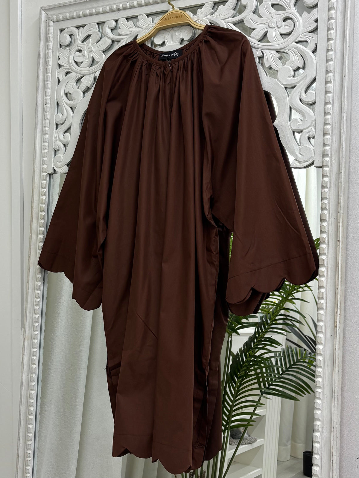 Zora Raglan Scallop Tunic Cooling Cotton