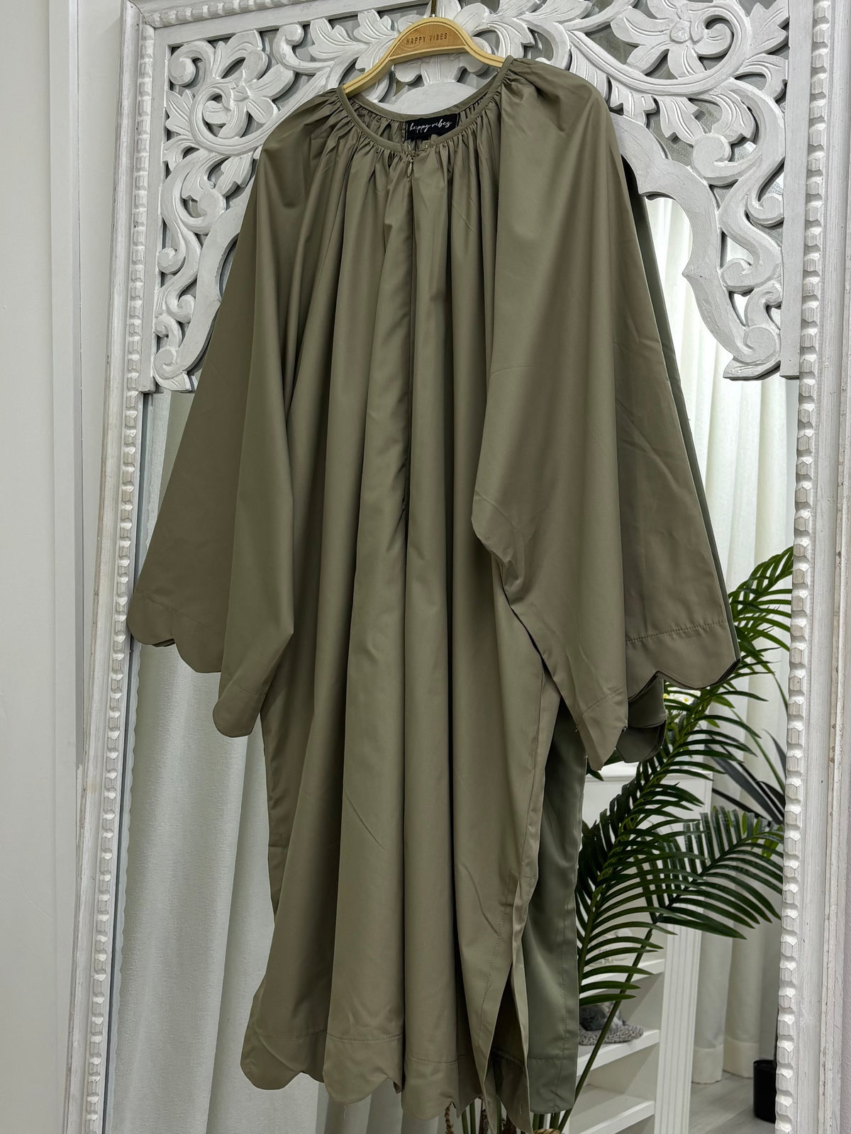 Zora Raglan Scallop Tunic Cooling Cotton
