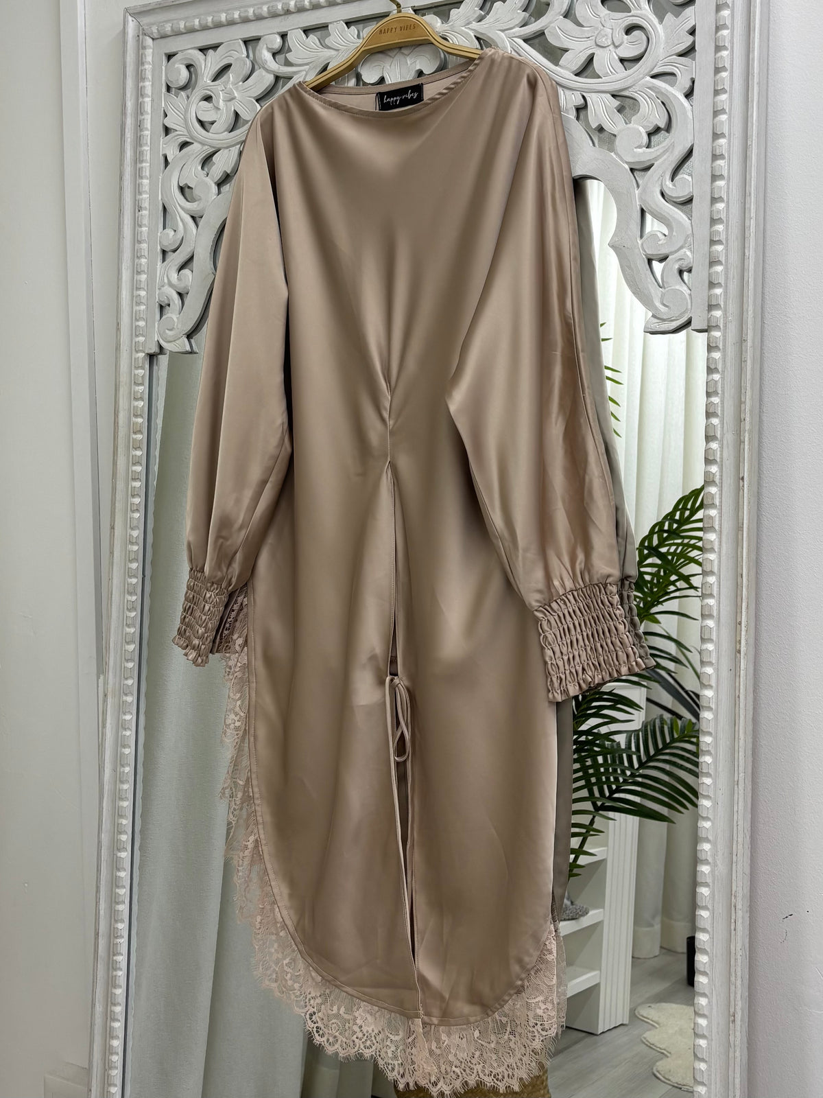 Amora Lace Satin Top HV Label