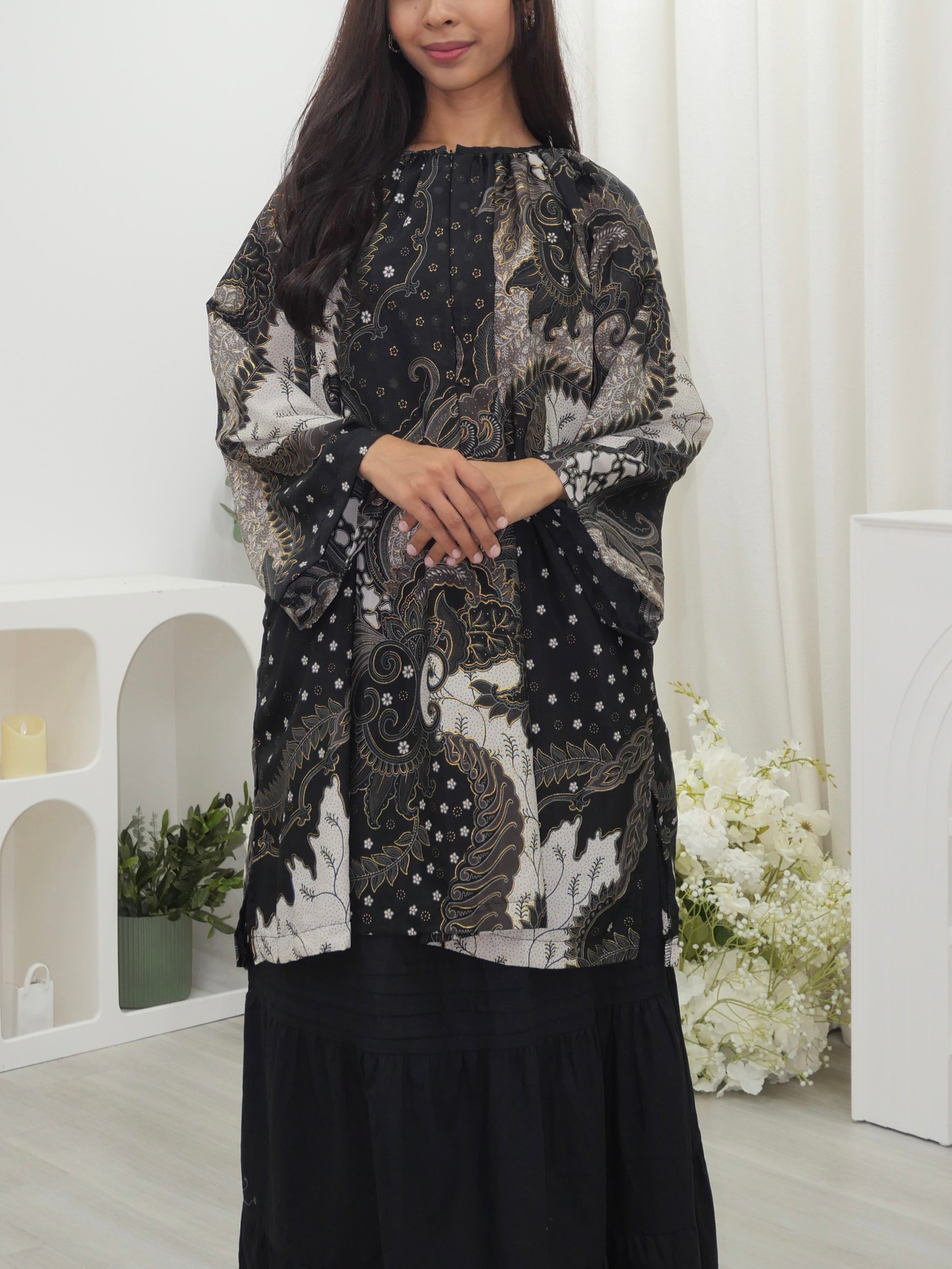 Raglan Sleeve Batik Tunic - Nursing Friendly