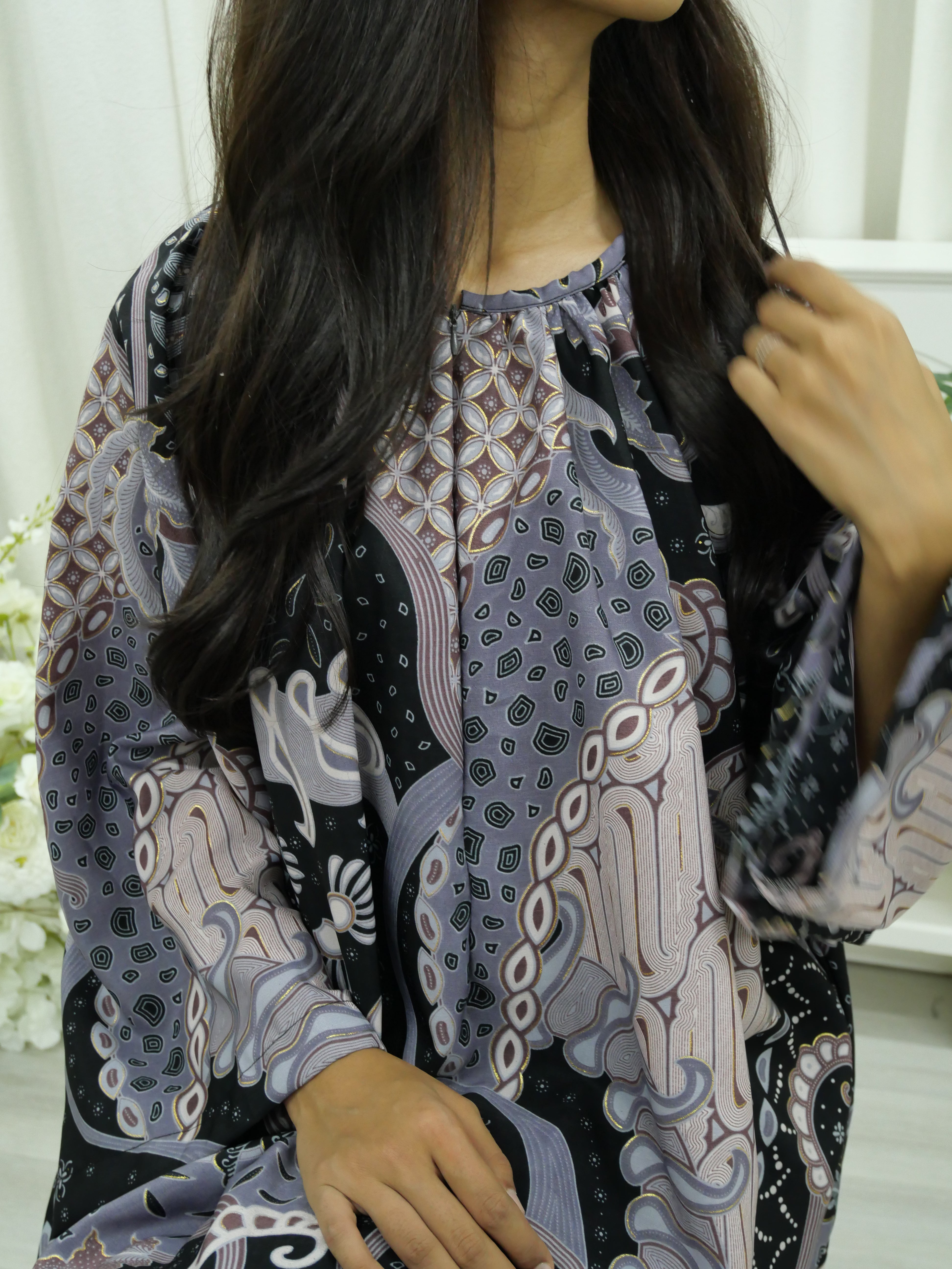 Raglan Sleeve Batik Tunic - Nursing Friendly