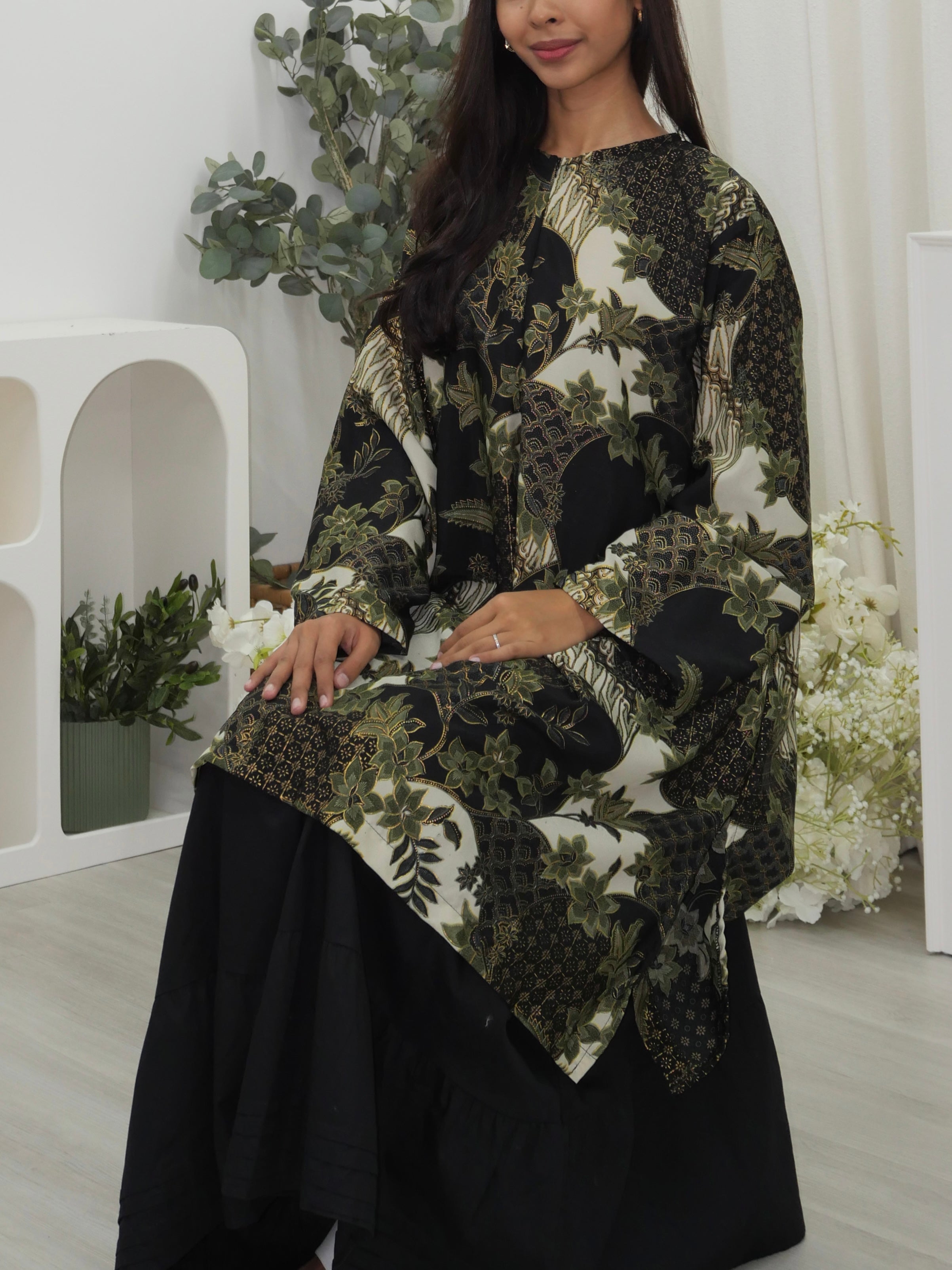 Oversized Batik Midi Tunic