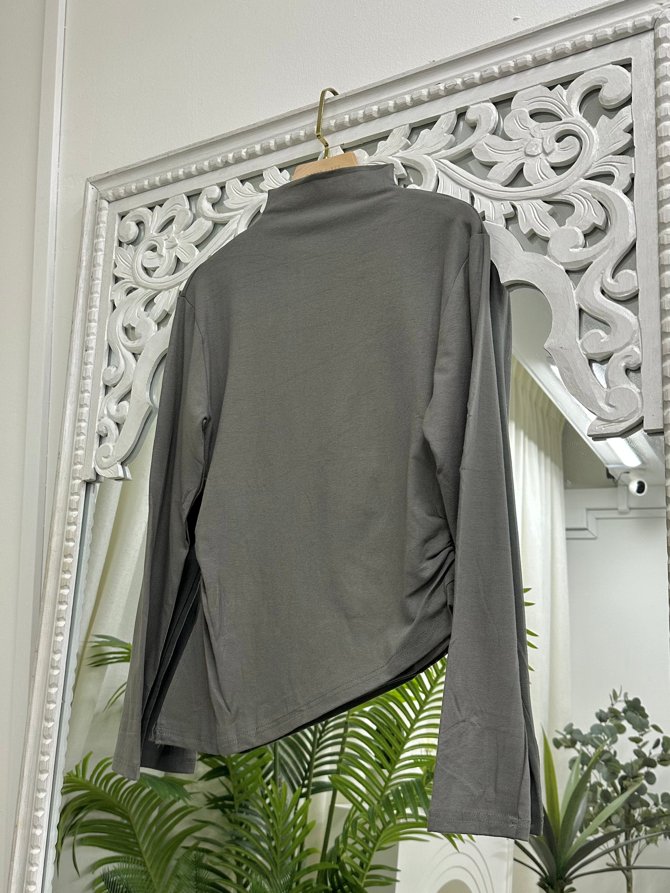 Asymmetrical Side Ruched Top