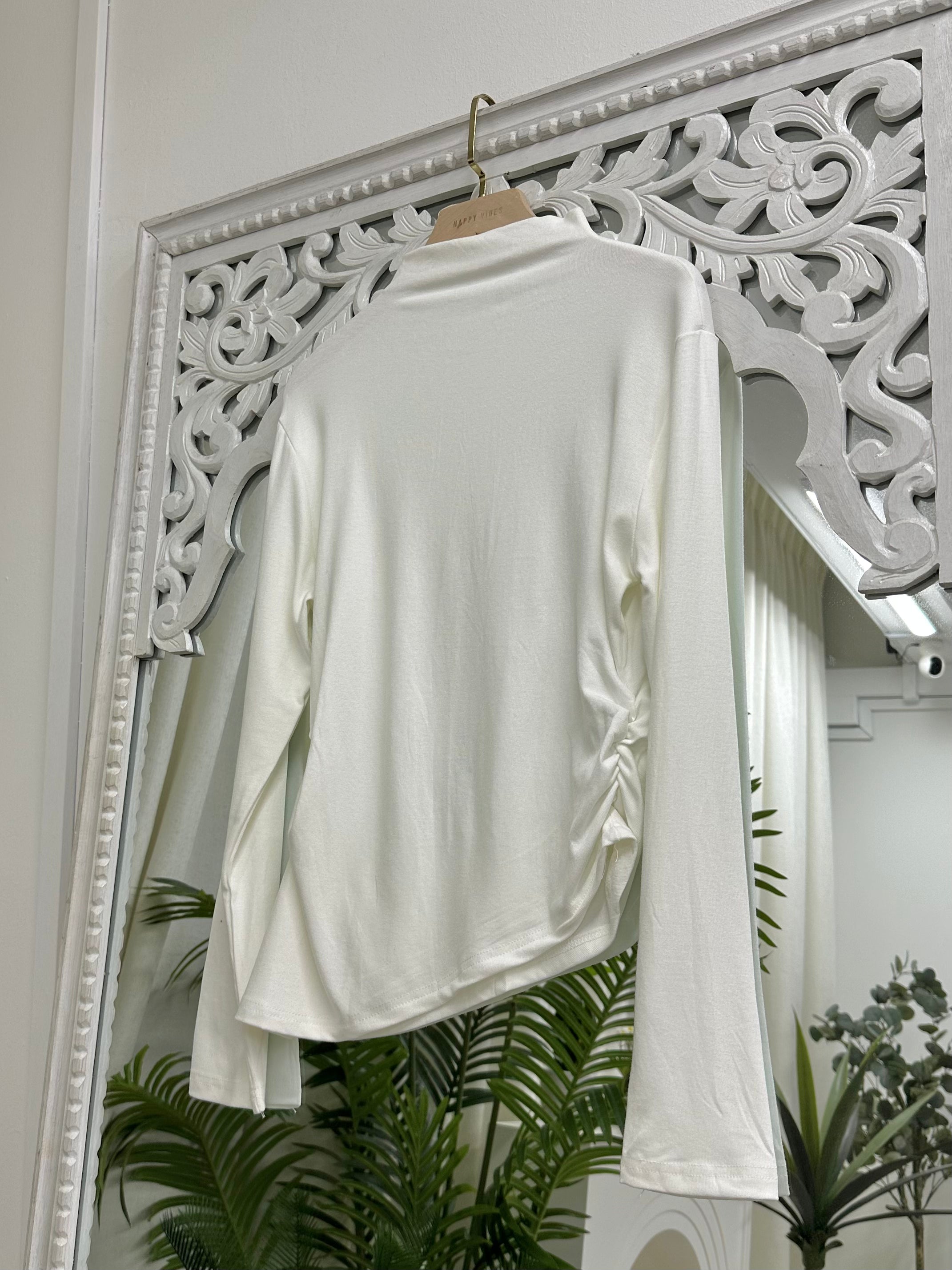 Asymmetrical Side Ruched Top