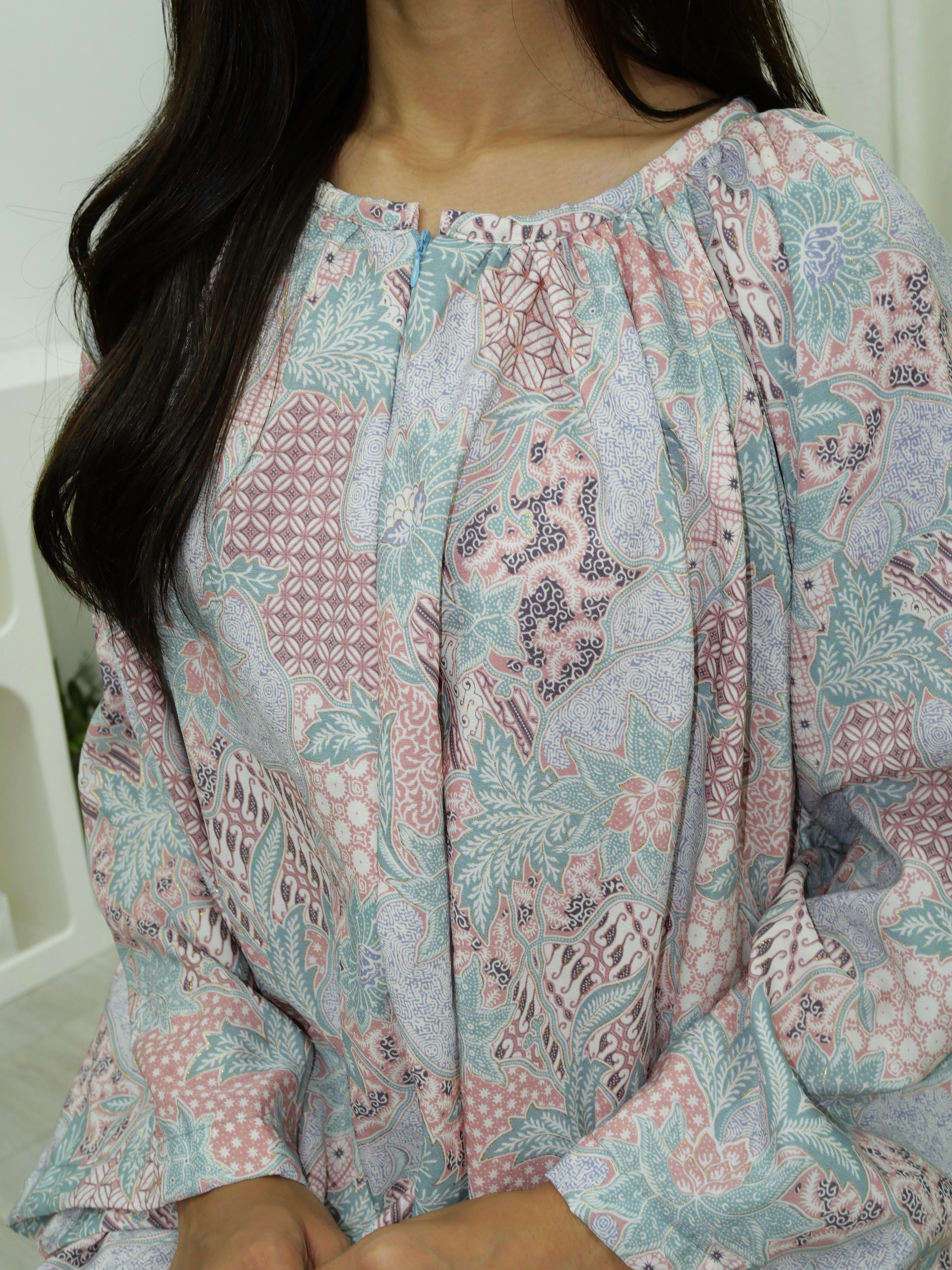 Raglan Sleeve Batik Tunic - Nursing Friendly