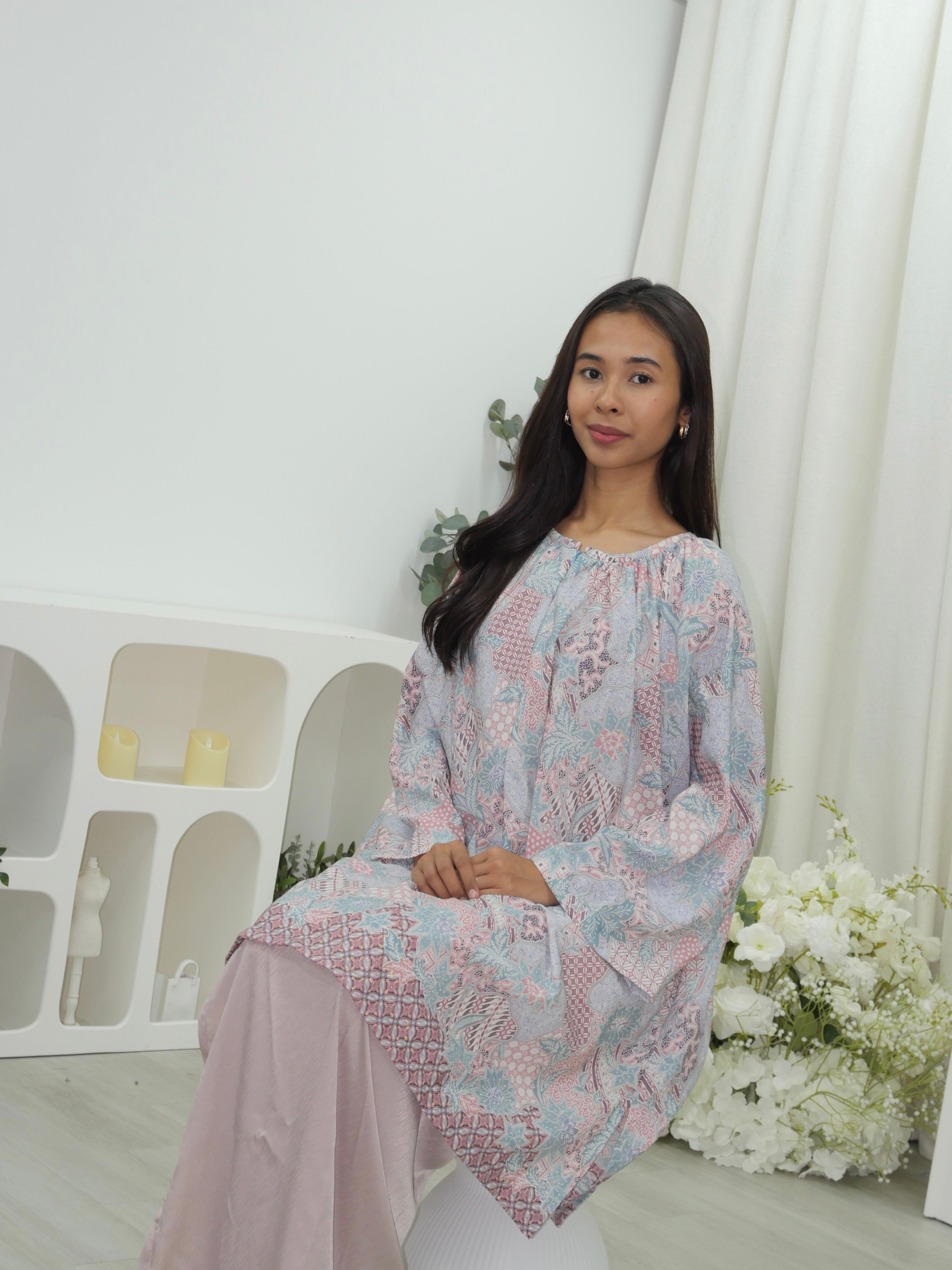Raglan Sleeve Batik Tunic - Nursing Friendly