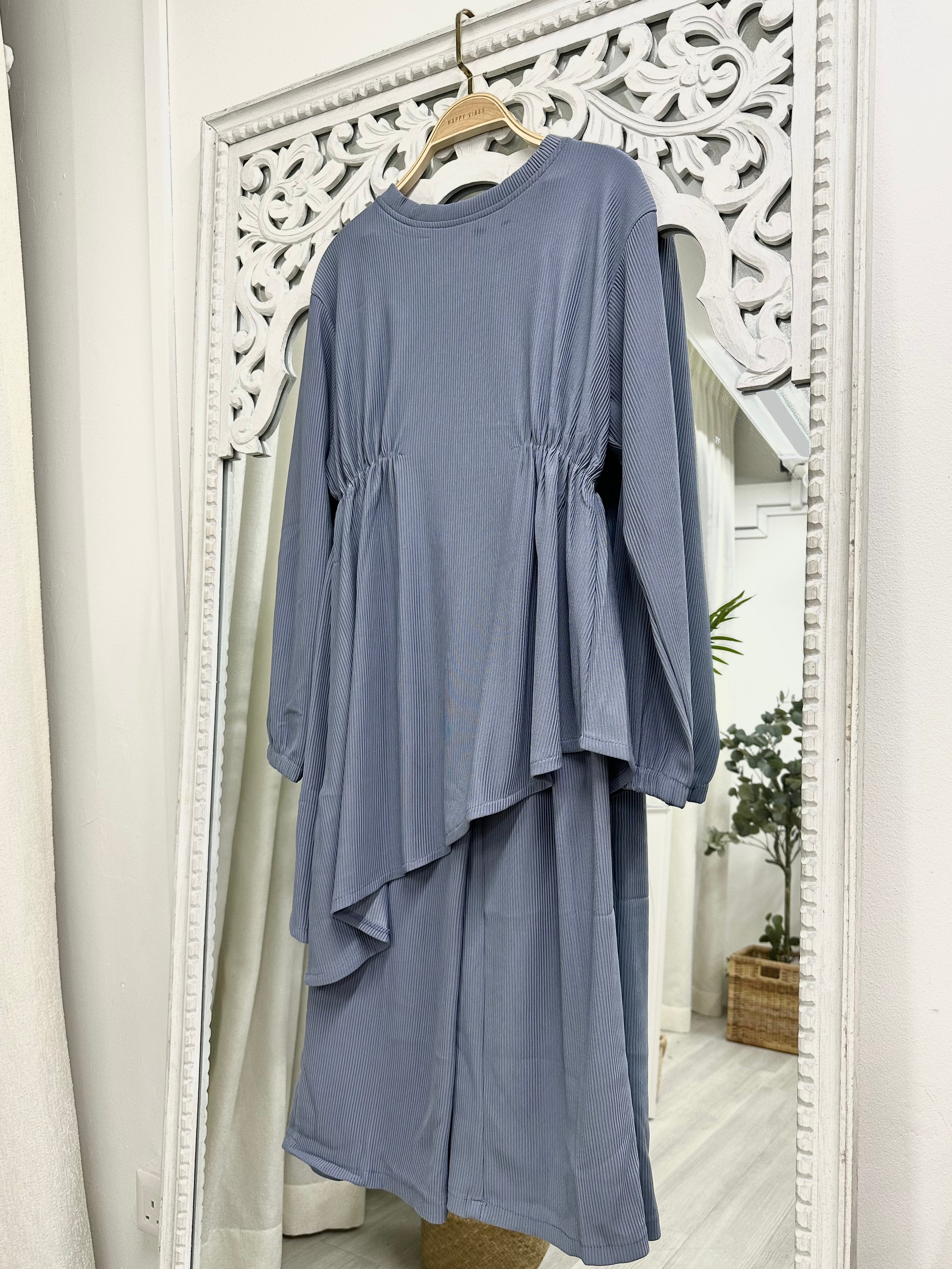 Side Elastic Pants Set - Ribbed