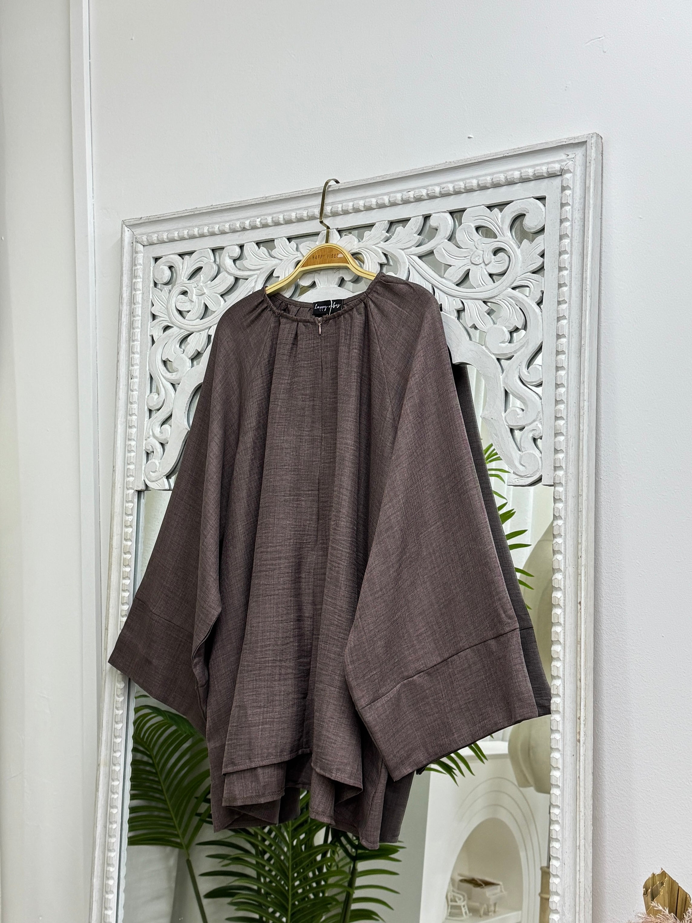 Azure Solid Raglan Blouse HV Label