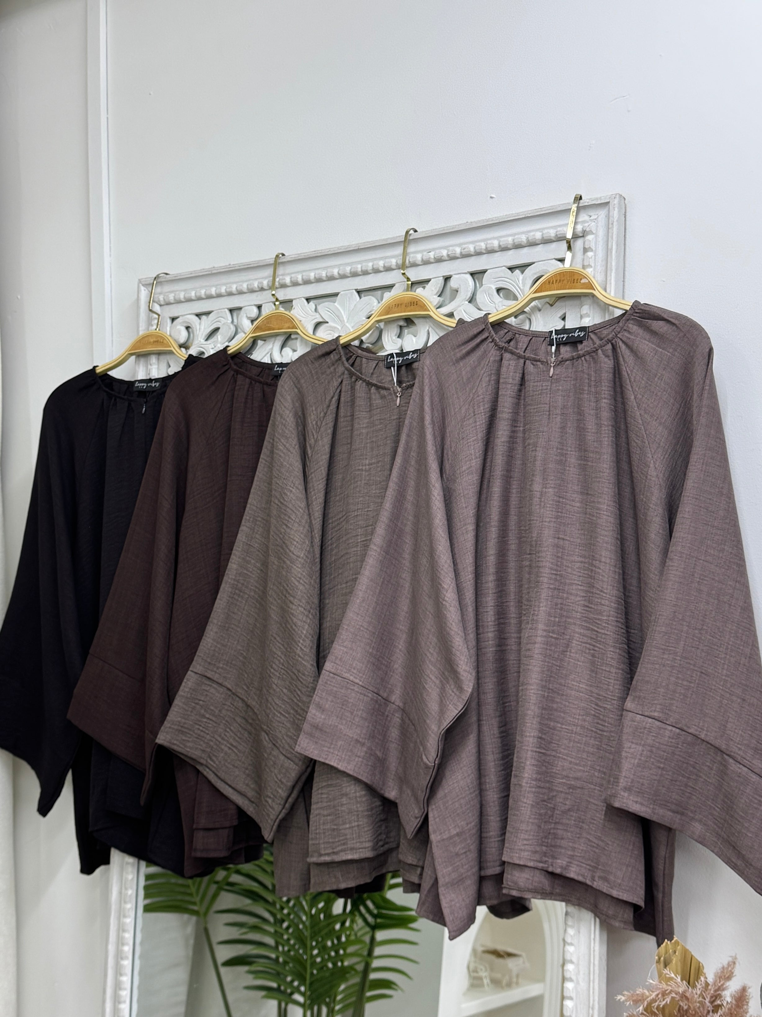 Azure Solid Raglan Blouse HV Label