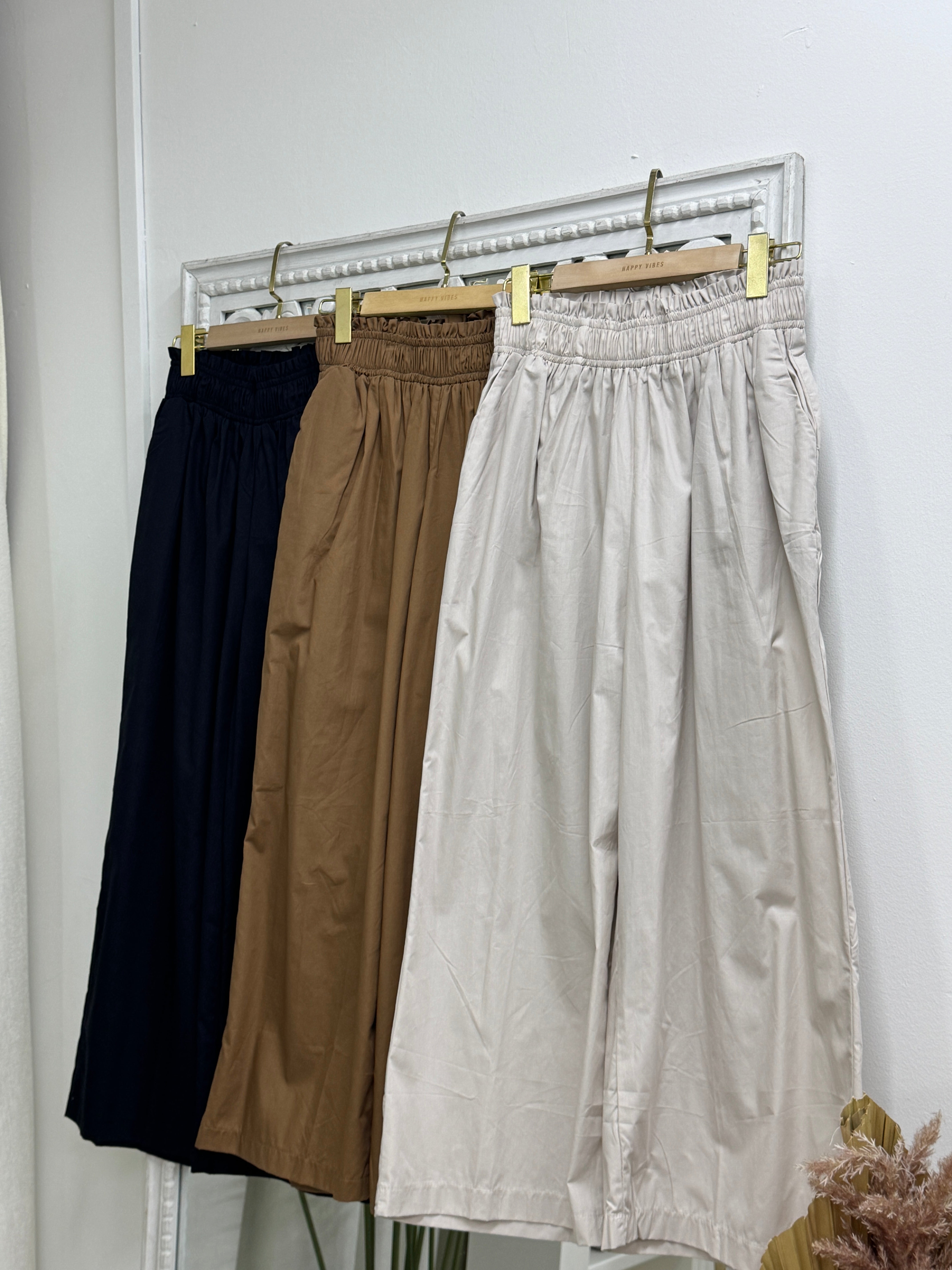 Smocked Waist Wide-Leg Pants