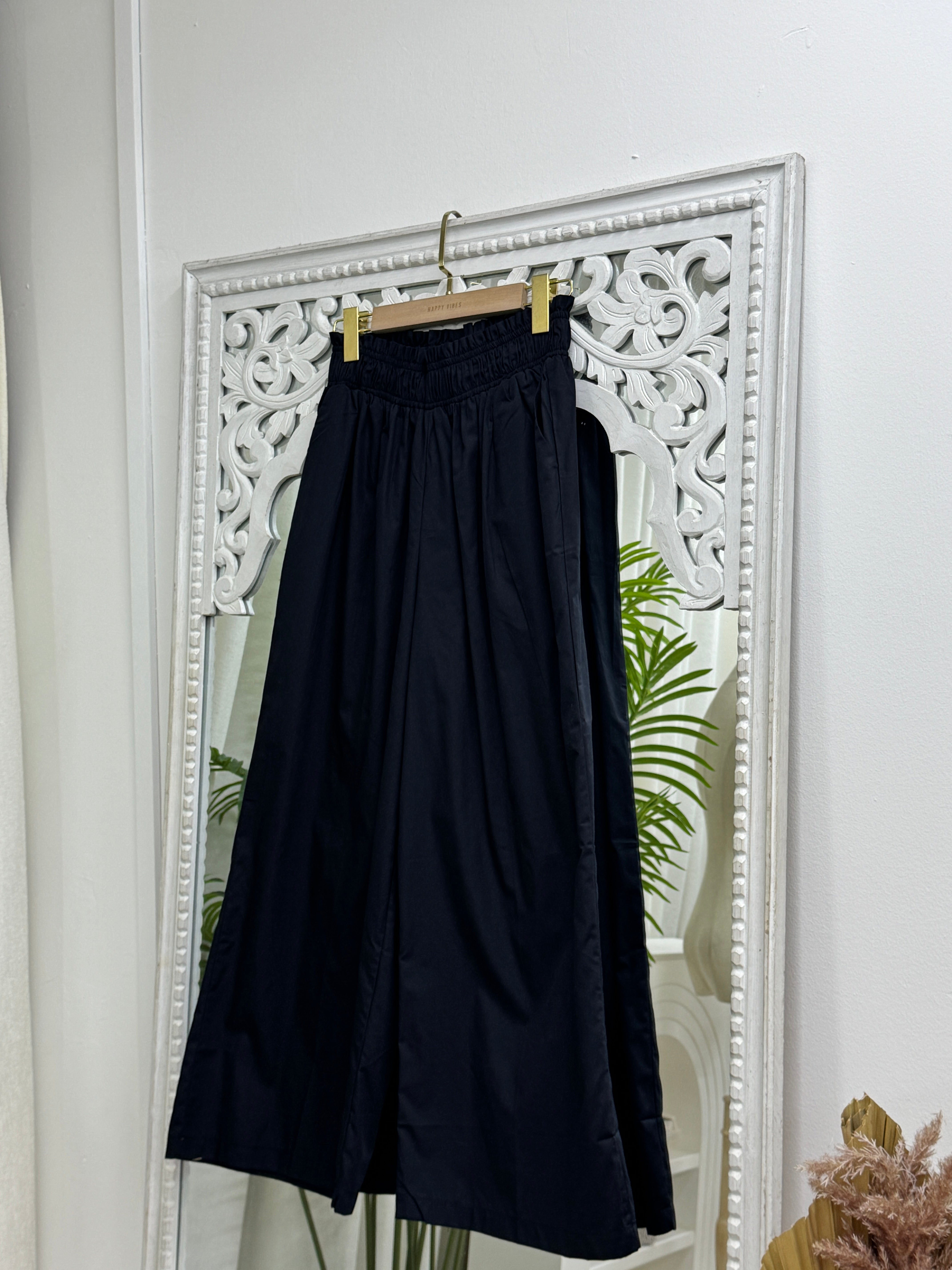 Smocked Waist Wide-Leg Pants