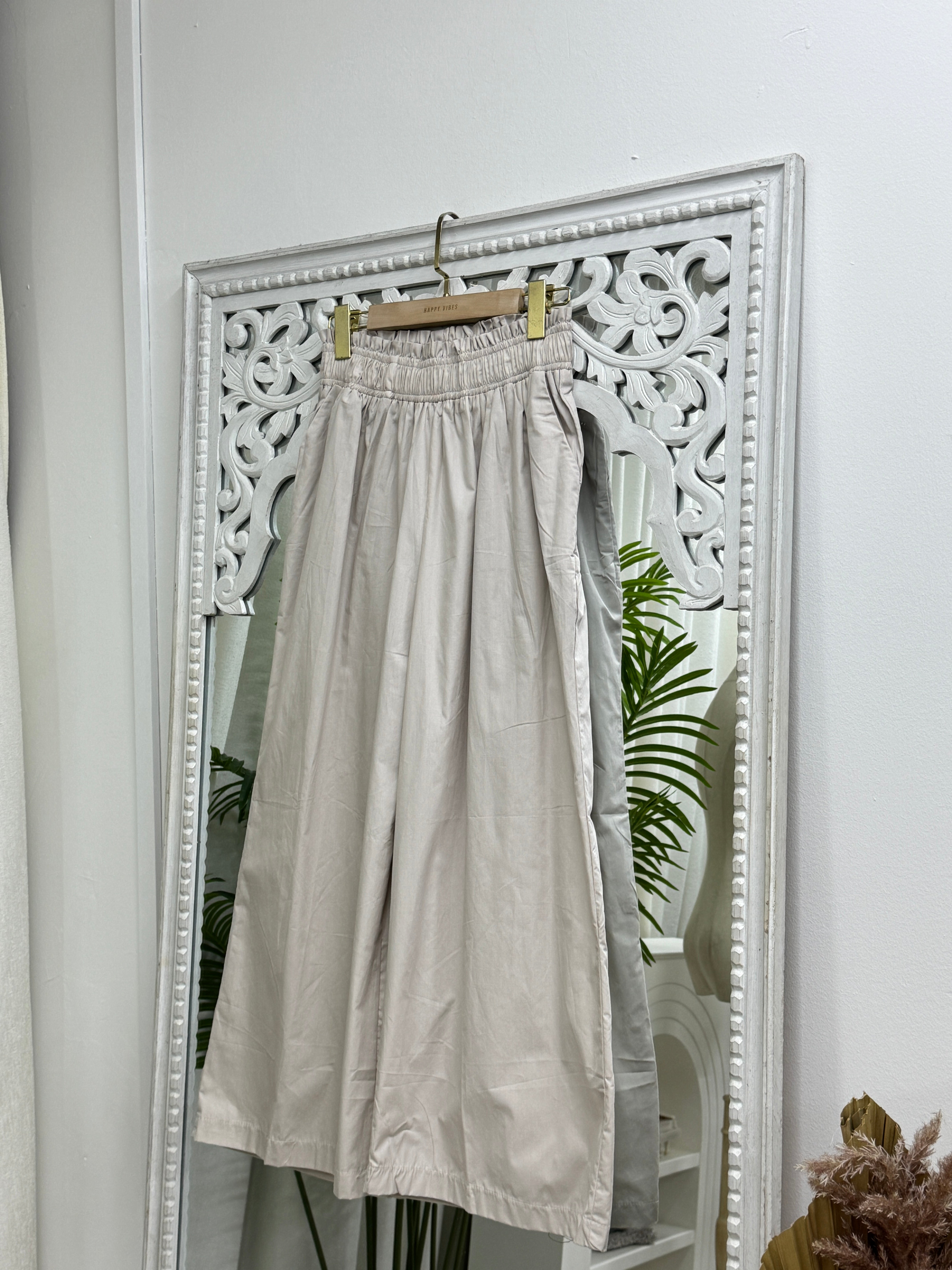 Smocked Waist Wide-Leg Pants