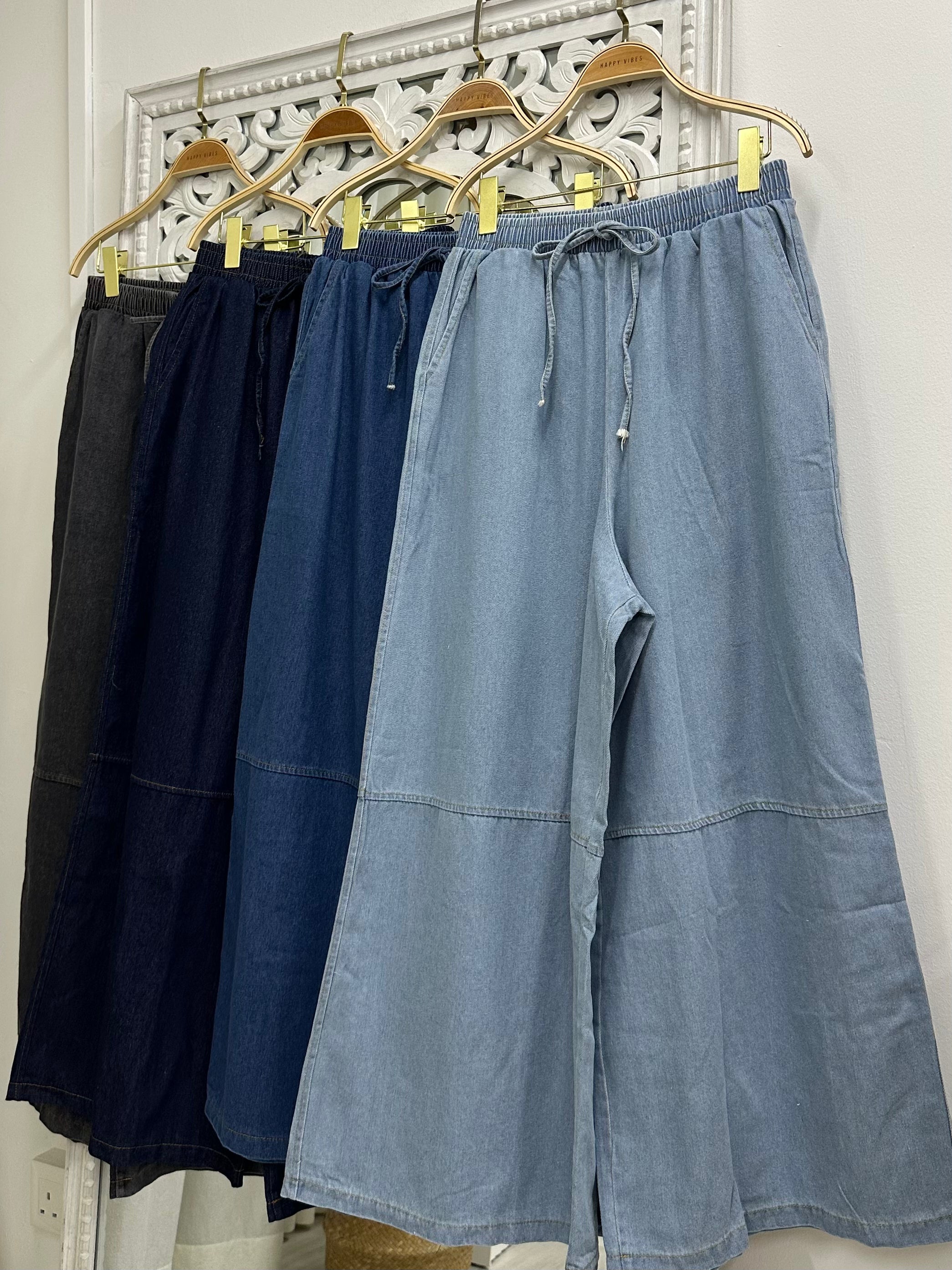 Drawstring Stitched Denim Jeans