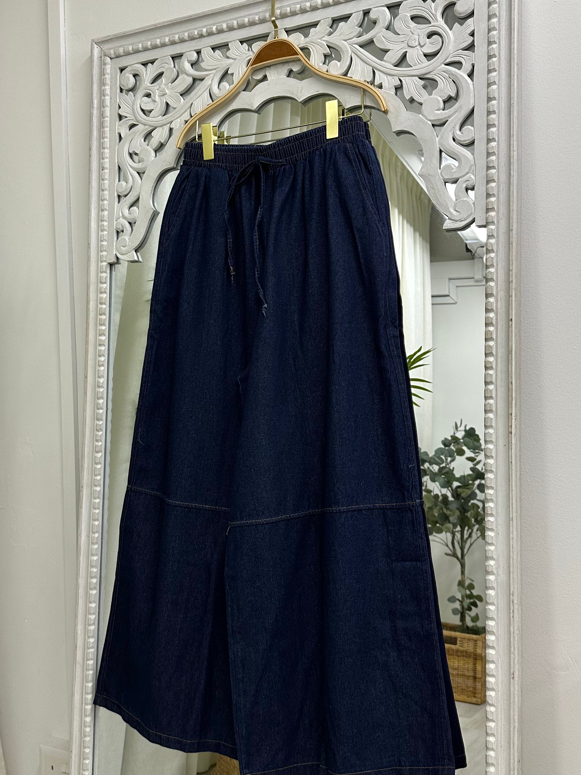 Drawstring Stitched Denim Jeans