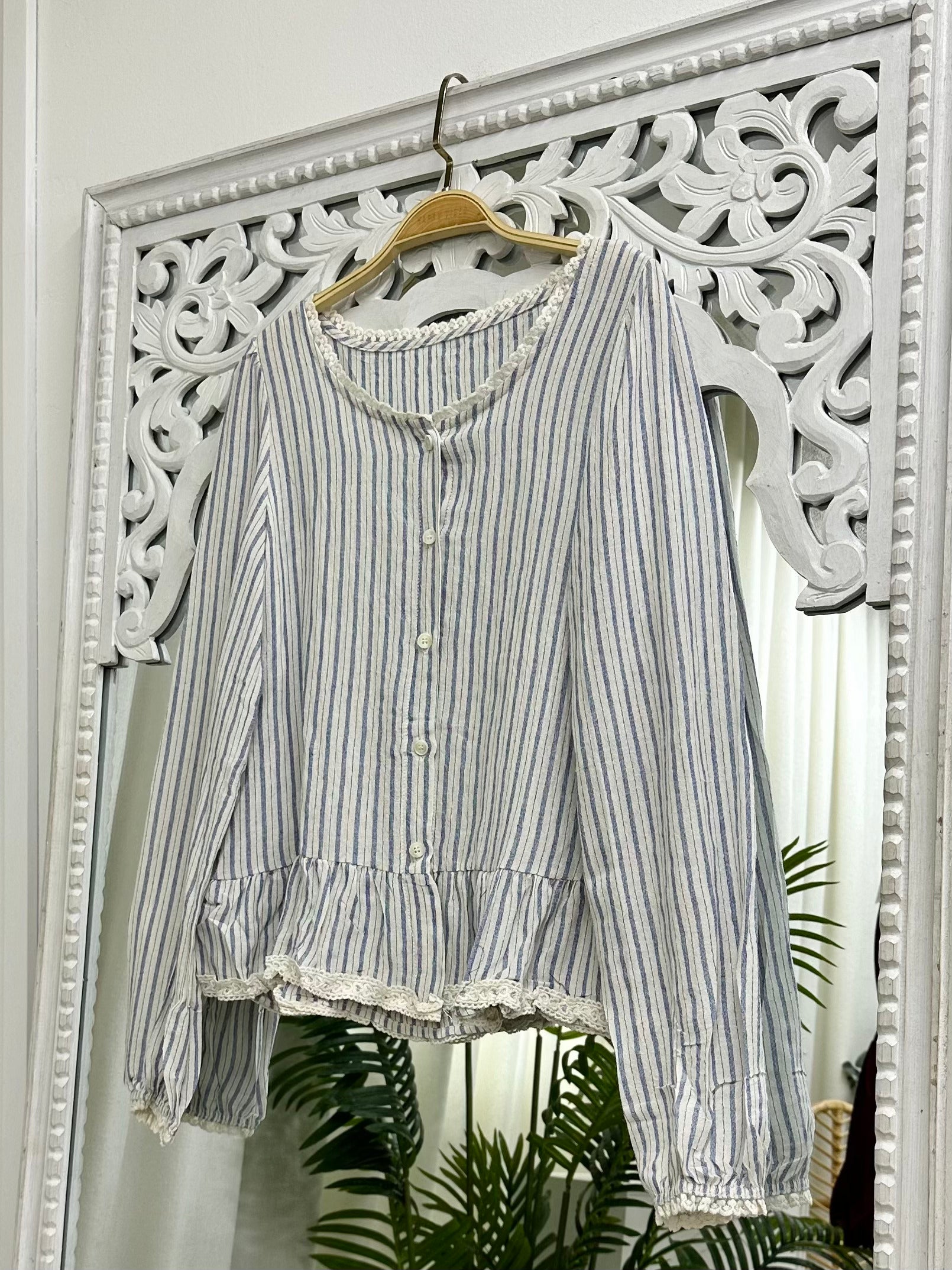 Tiya Striped Ruffle Blouse