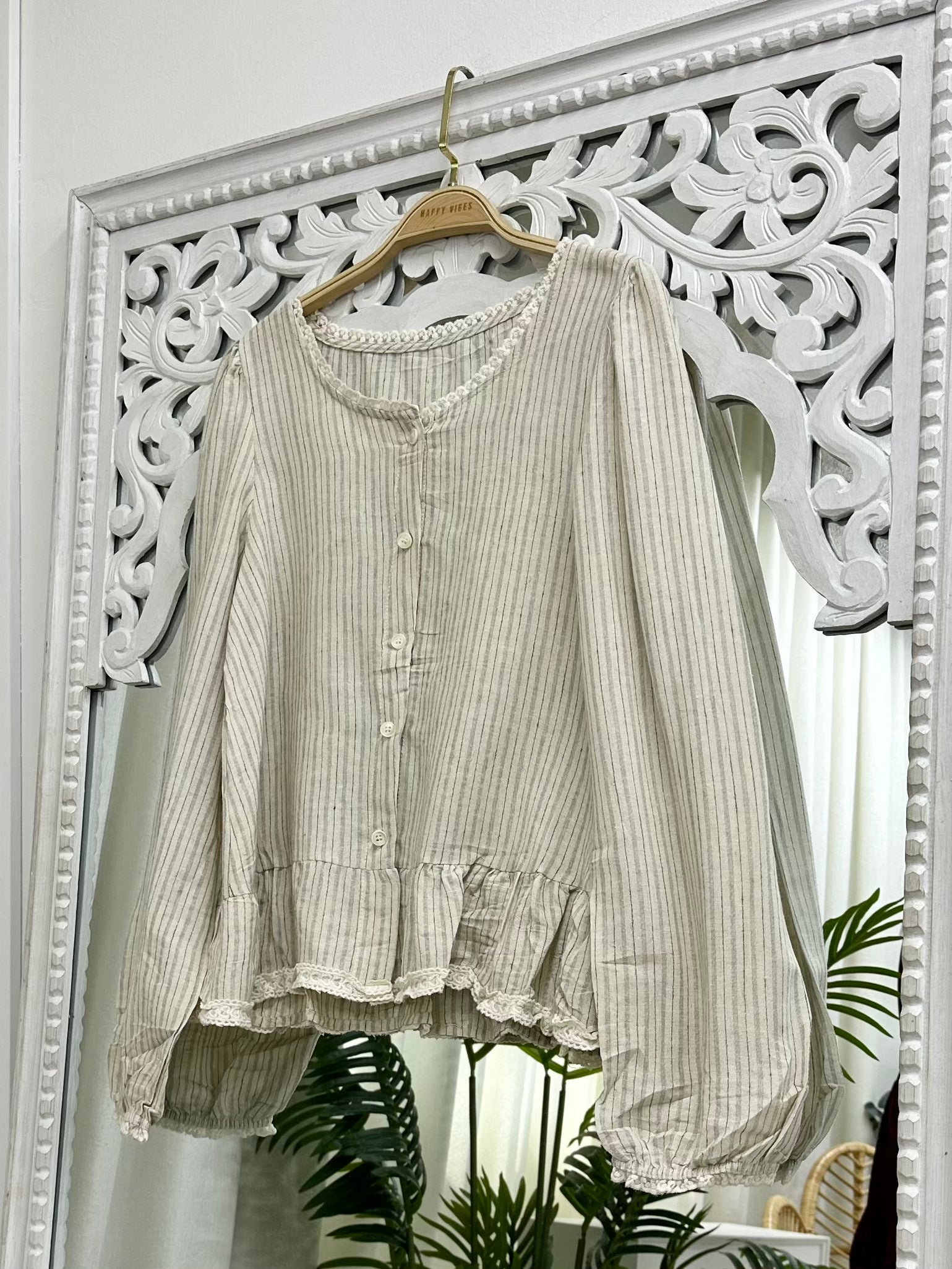 Tiya Striped Ruffle Blouse