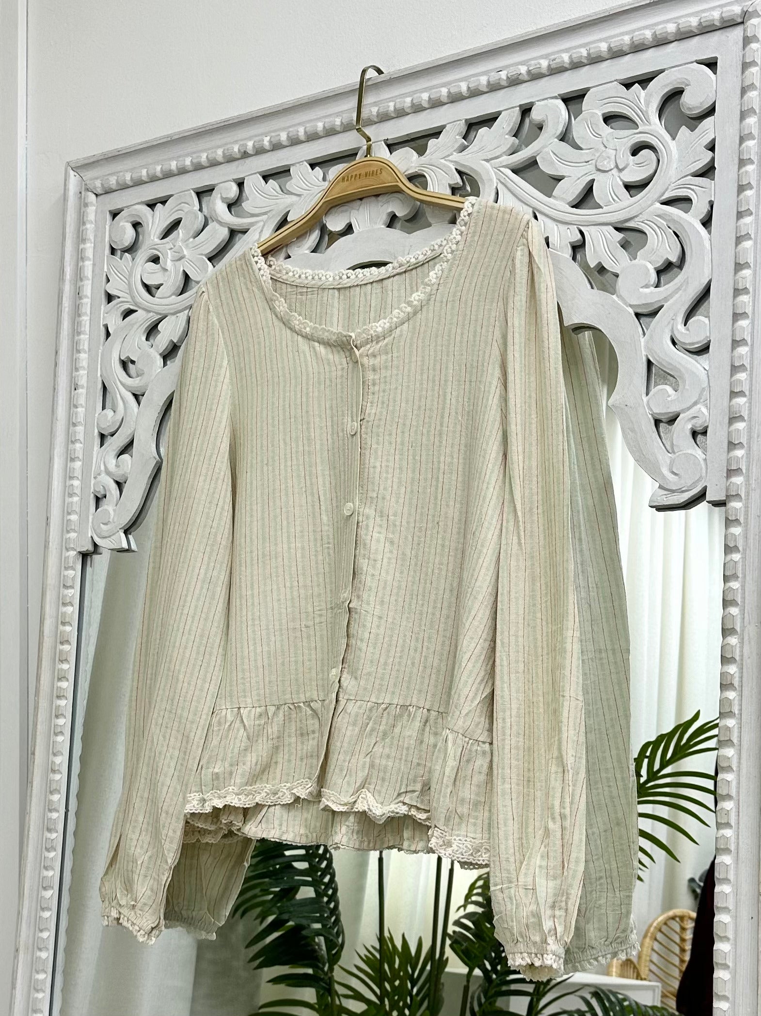 Tiya Striped Ruffle Blouse