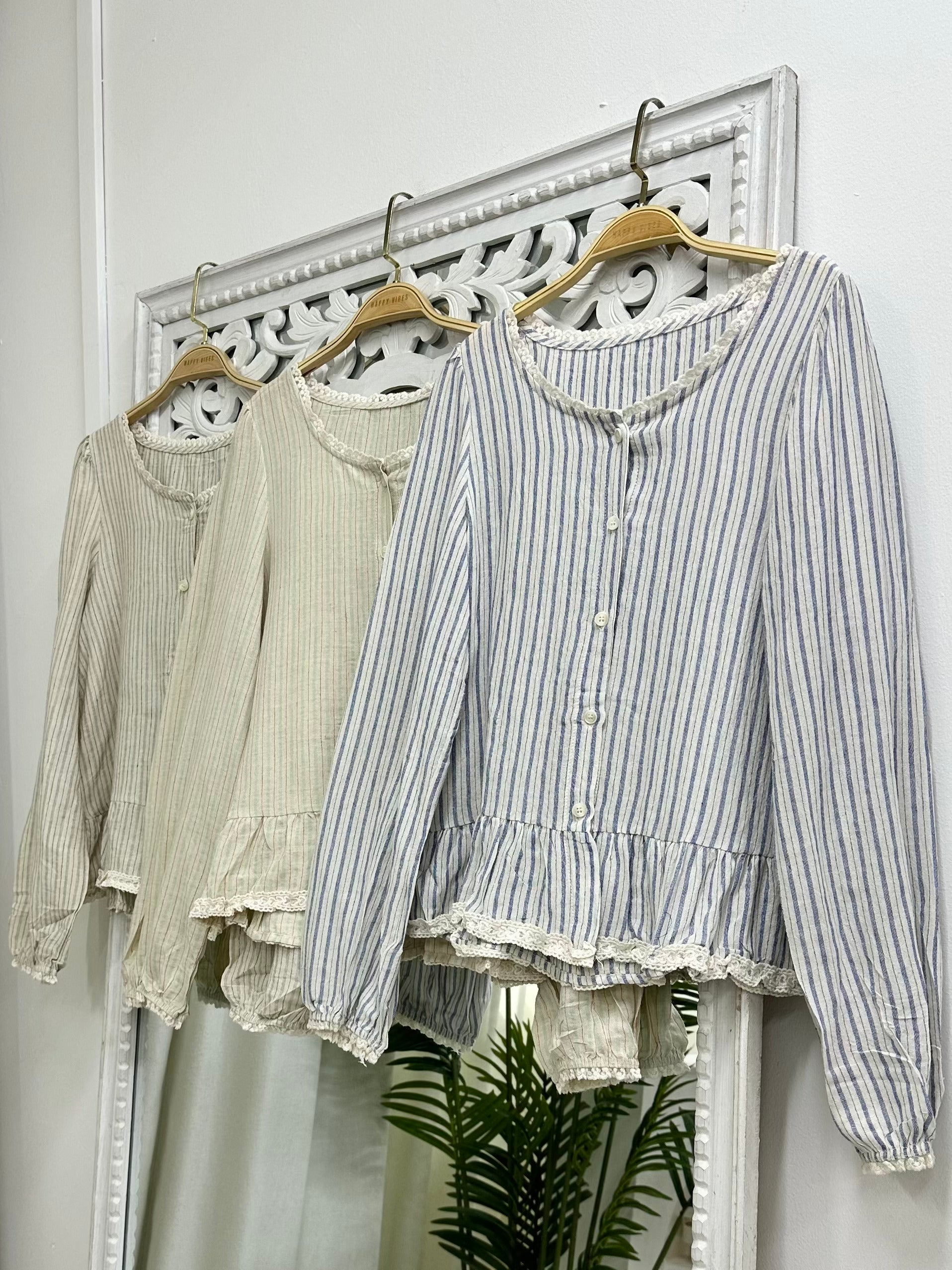 Tiya Striped Ruffle Blouse