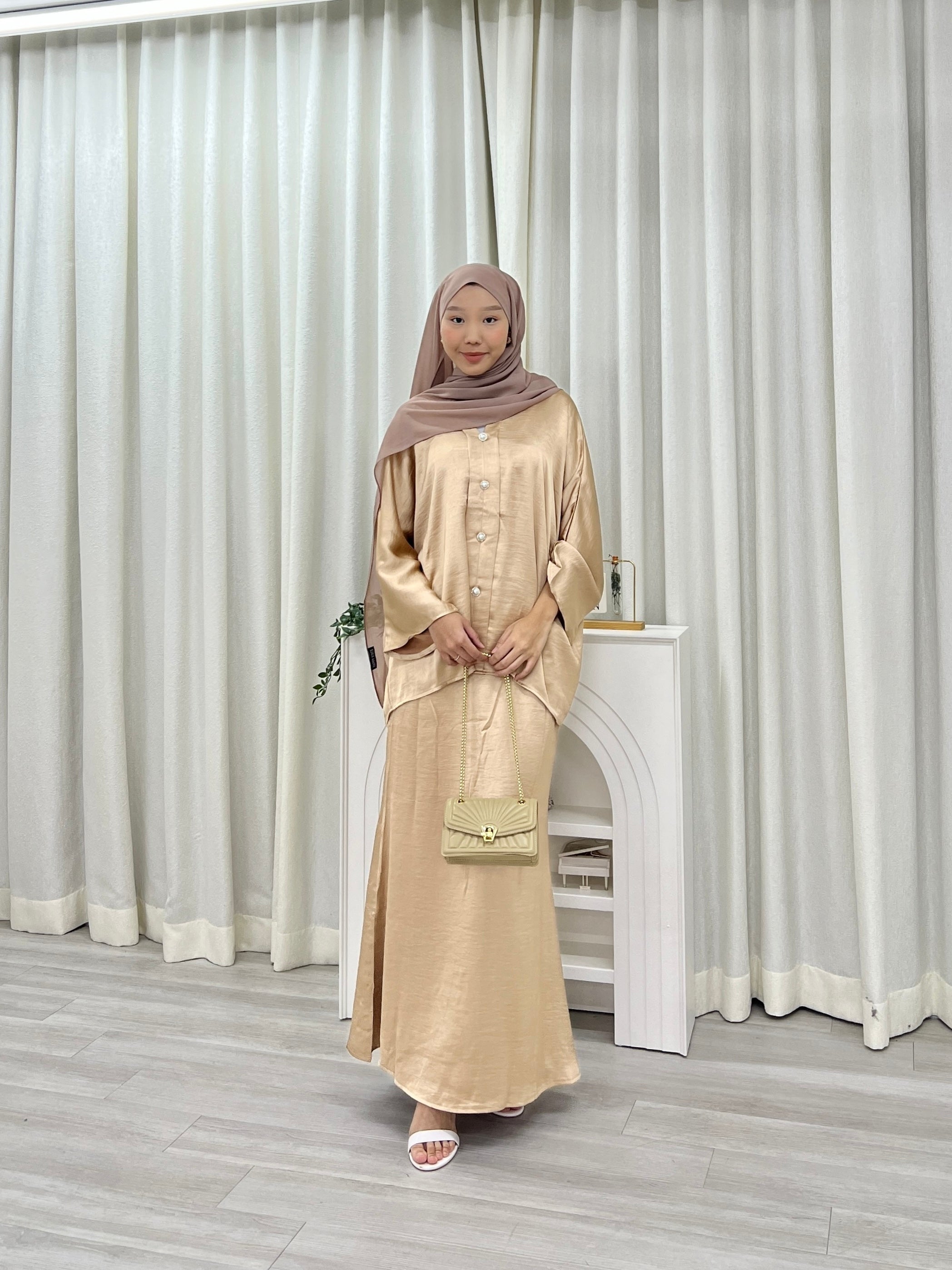 Safira Satin Button Kurung Set