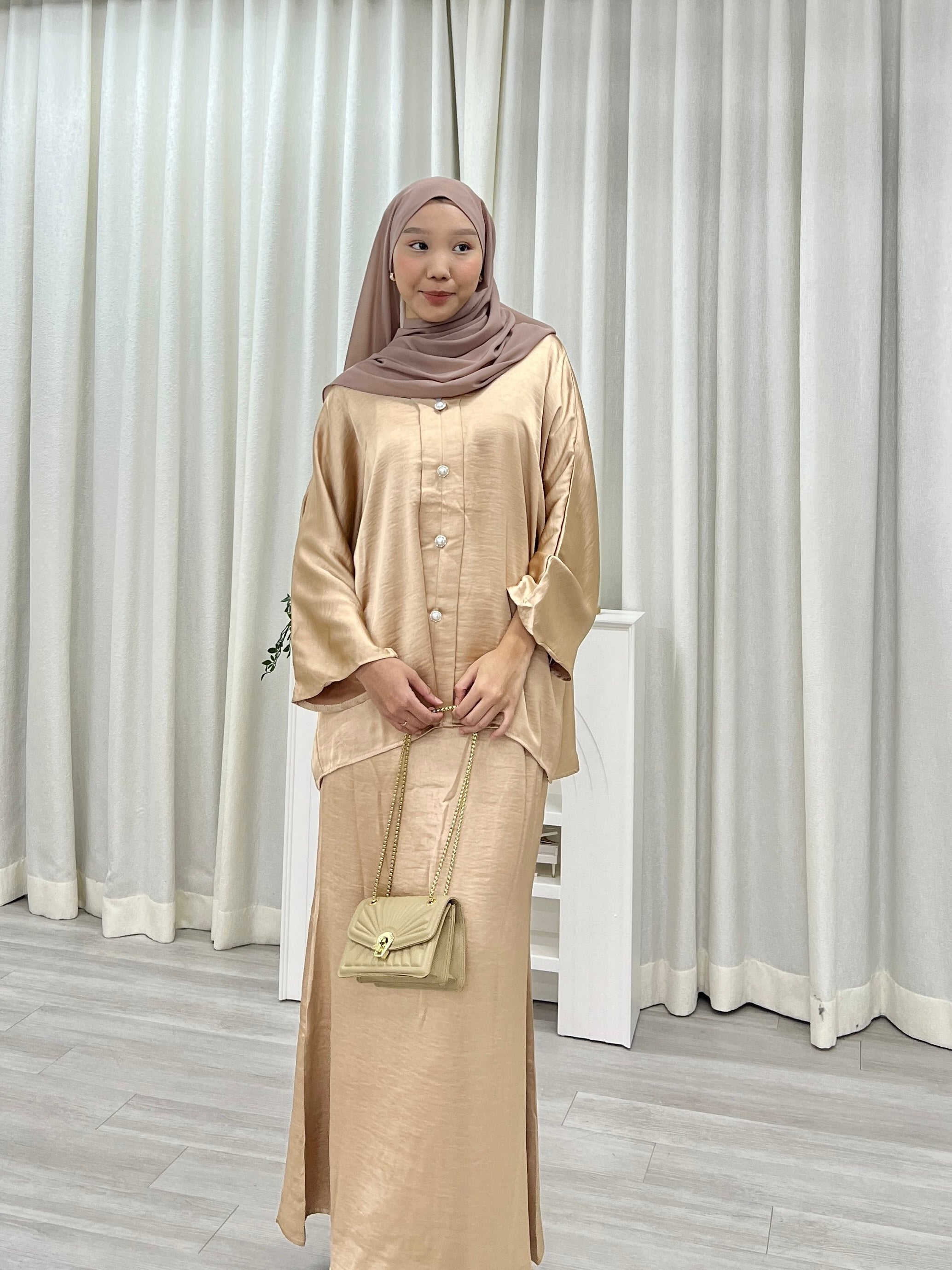 Safira Satin Button Kurung Set