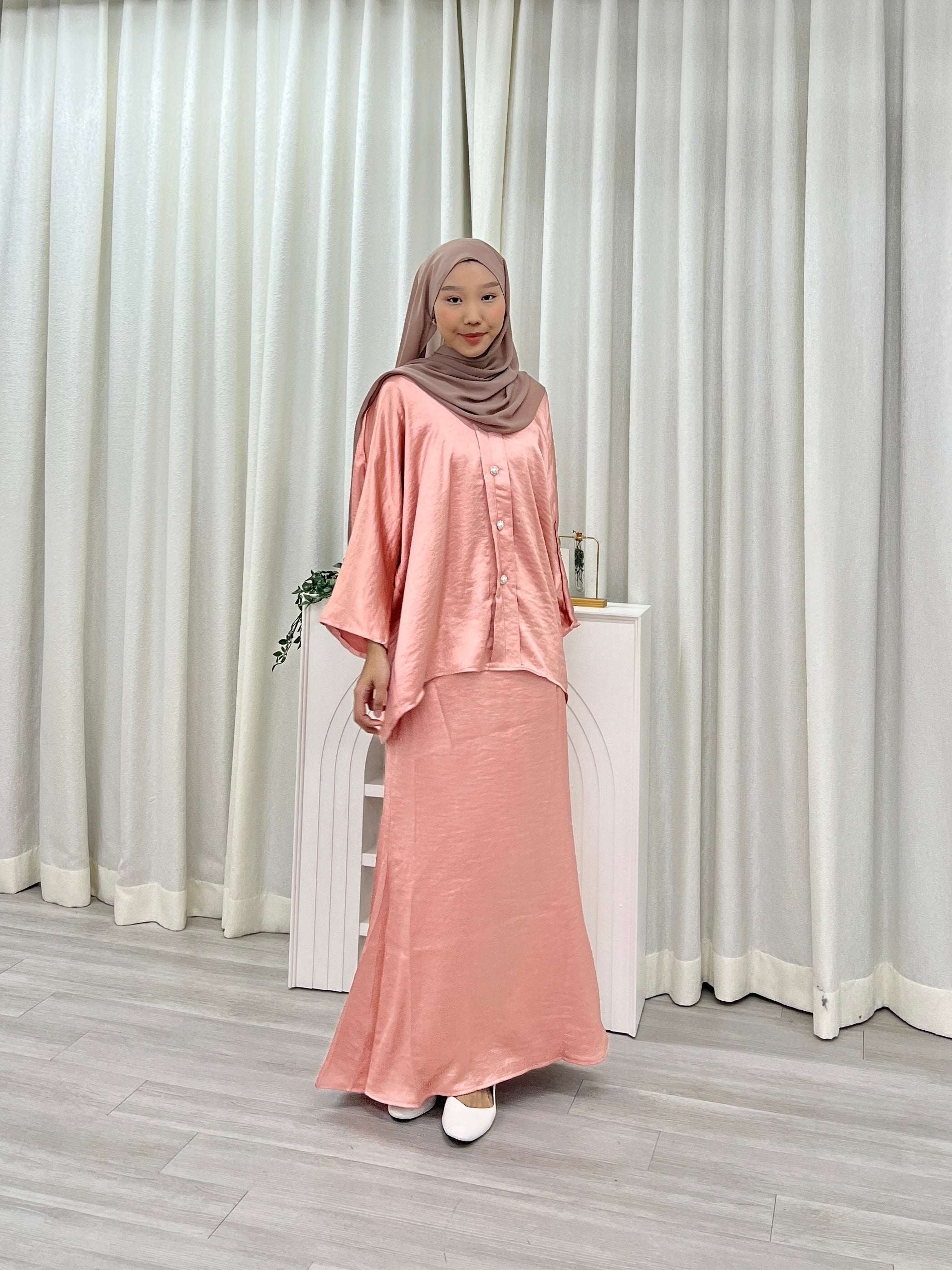 Safira Satin Button Kurung Set
