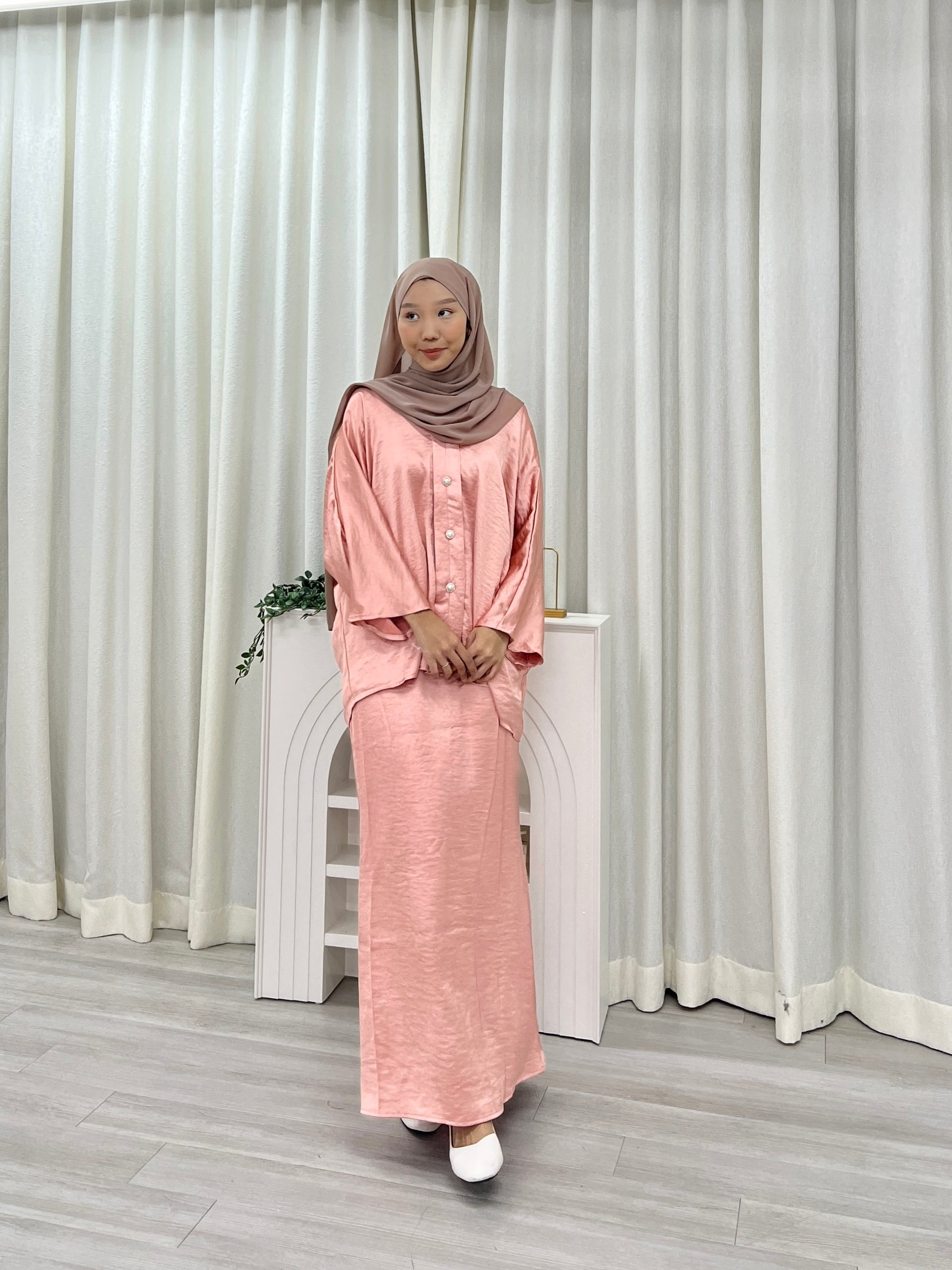 Safira Satin Button Kurung Set