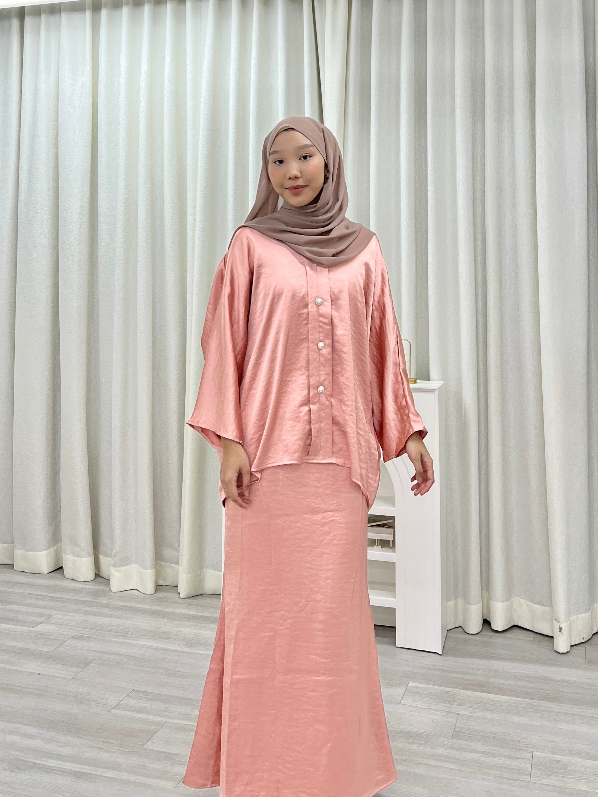 Safira Satin Button Kurung Set