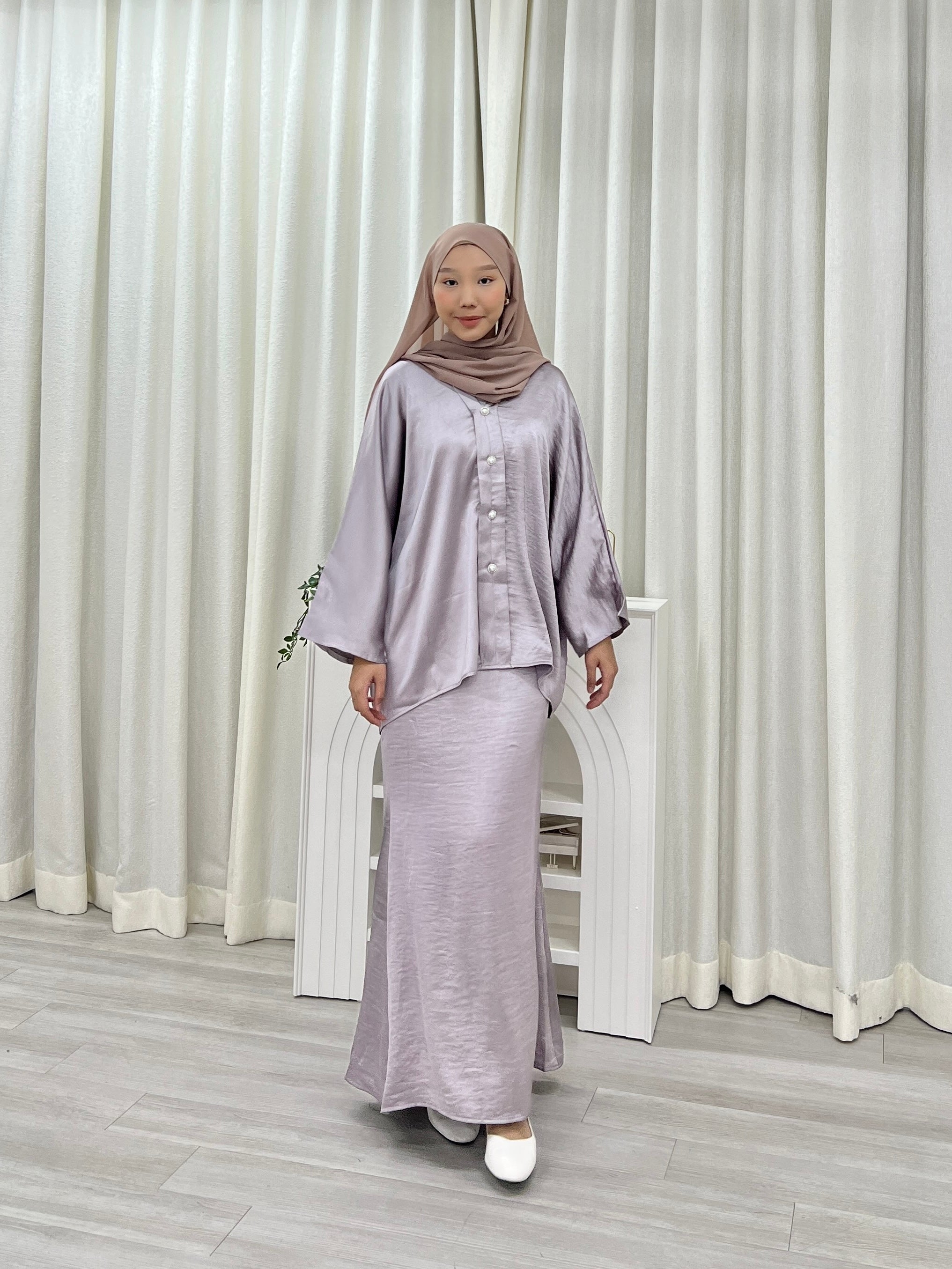 Safira Satin Button Kurung Set