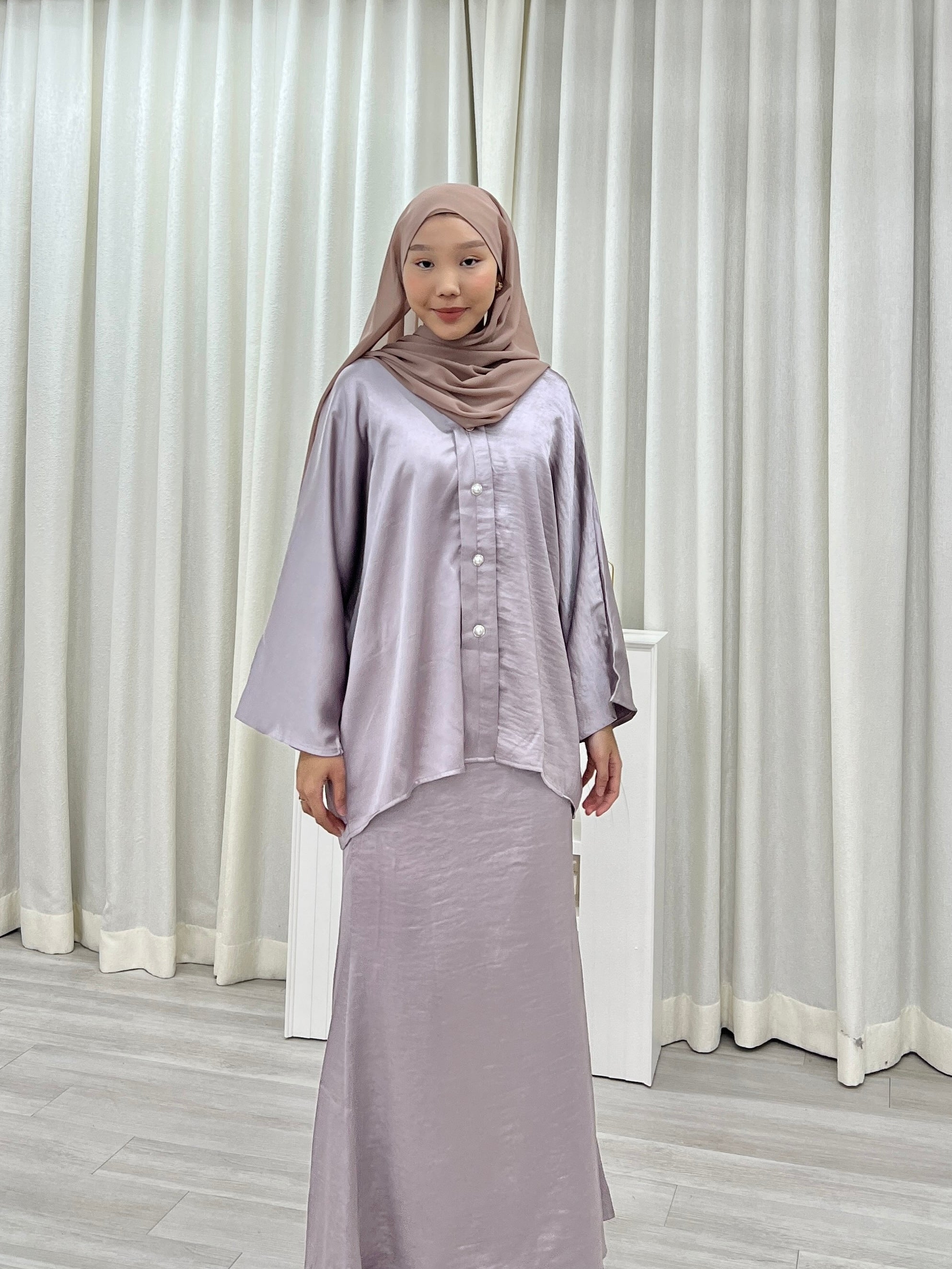 Safira Satin Button Kurung Set