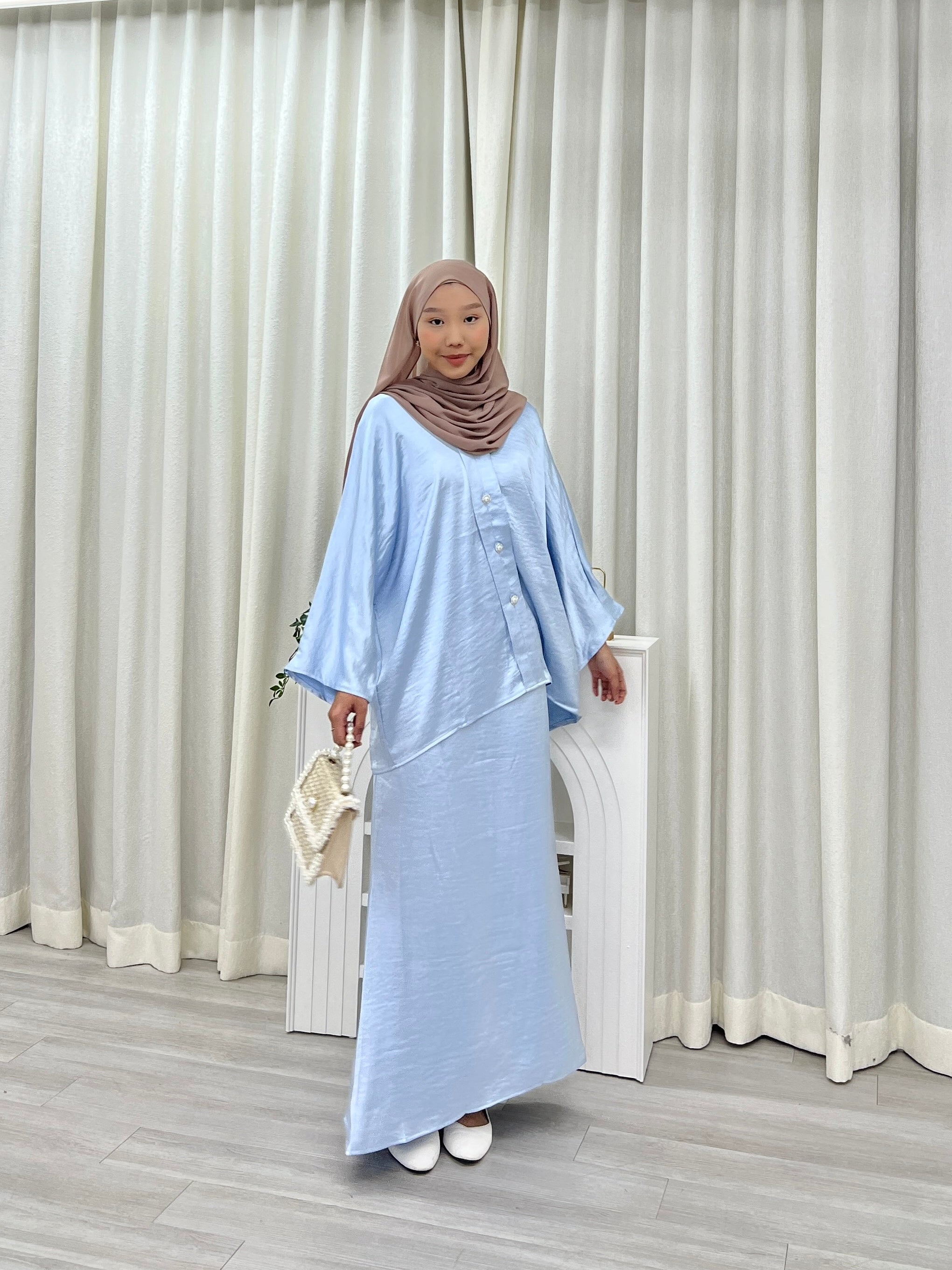 Safira Satin Button Kurung Set
