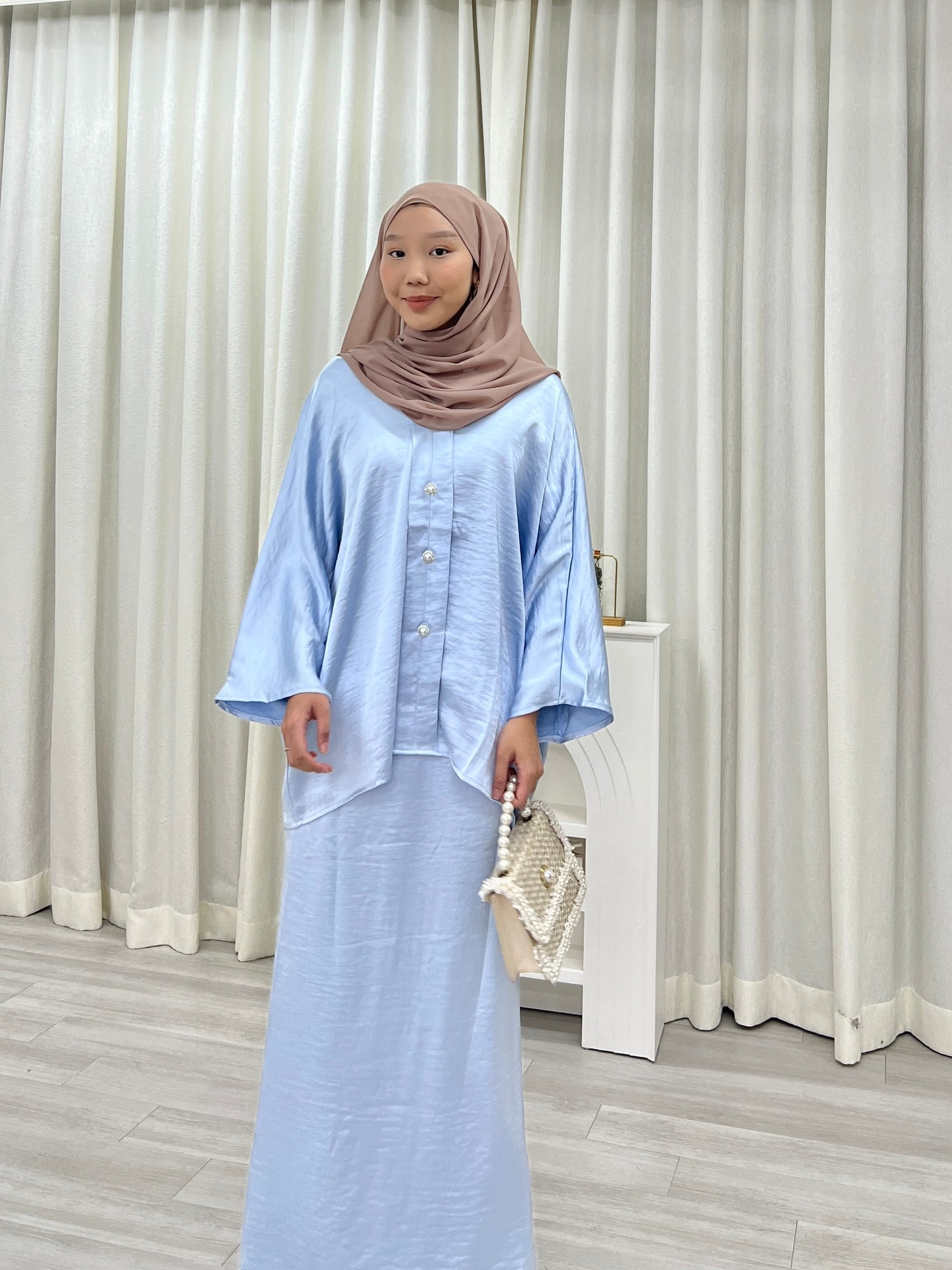 Safira Satin Button Kurung Set