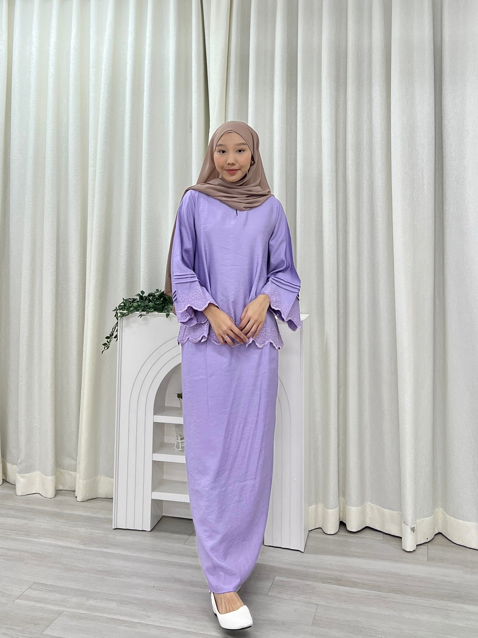 Luna Pastel Embroided Kurung Set