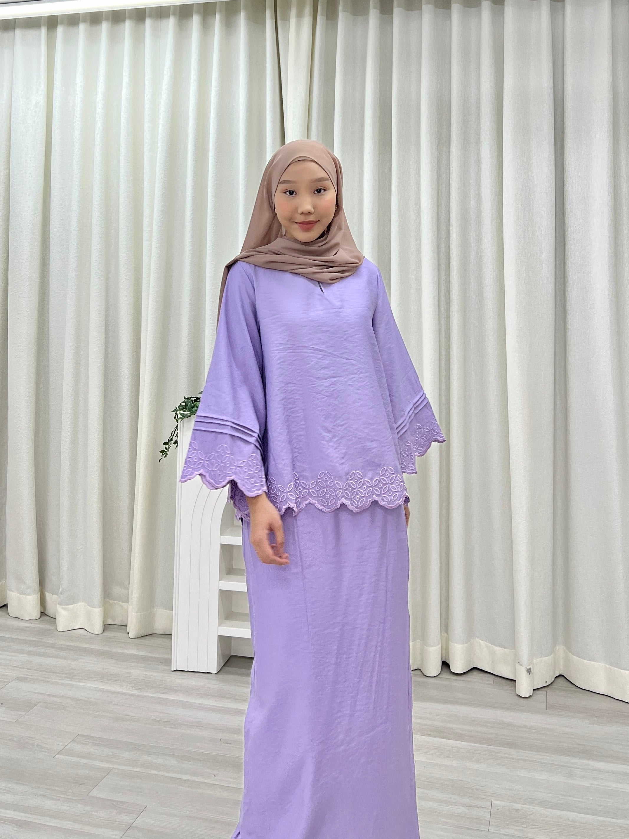 Luna Pastel Embroided Kurung Set