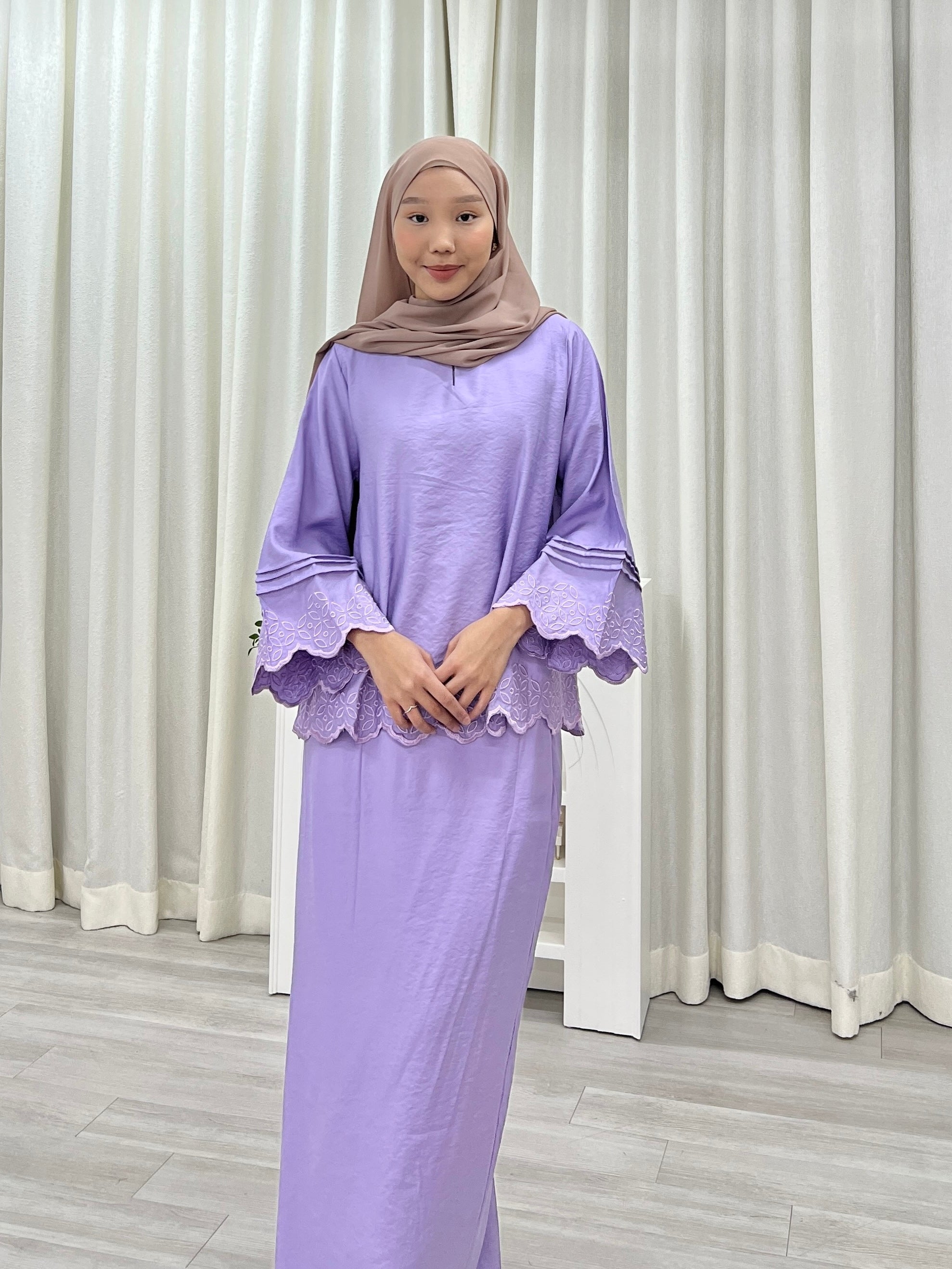 Luna Pastel Embroided Kurung Set