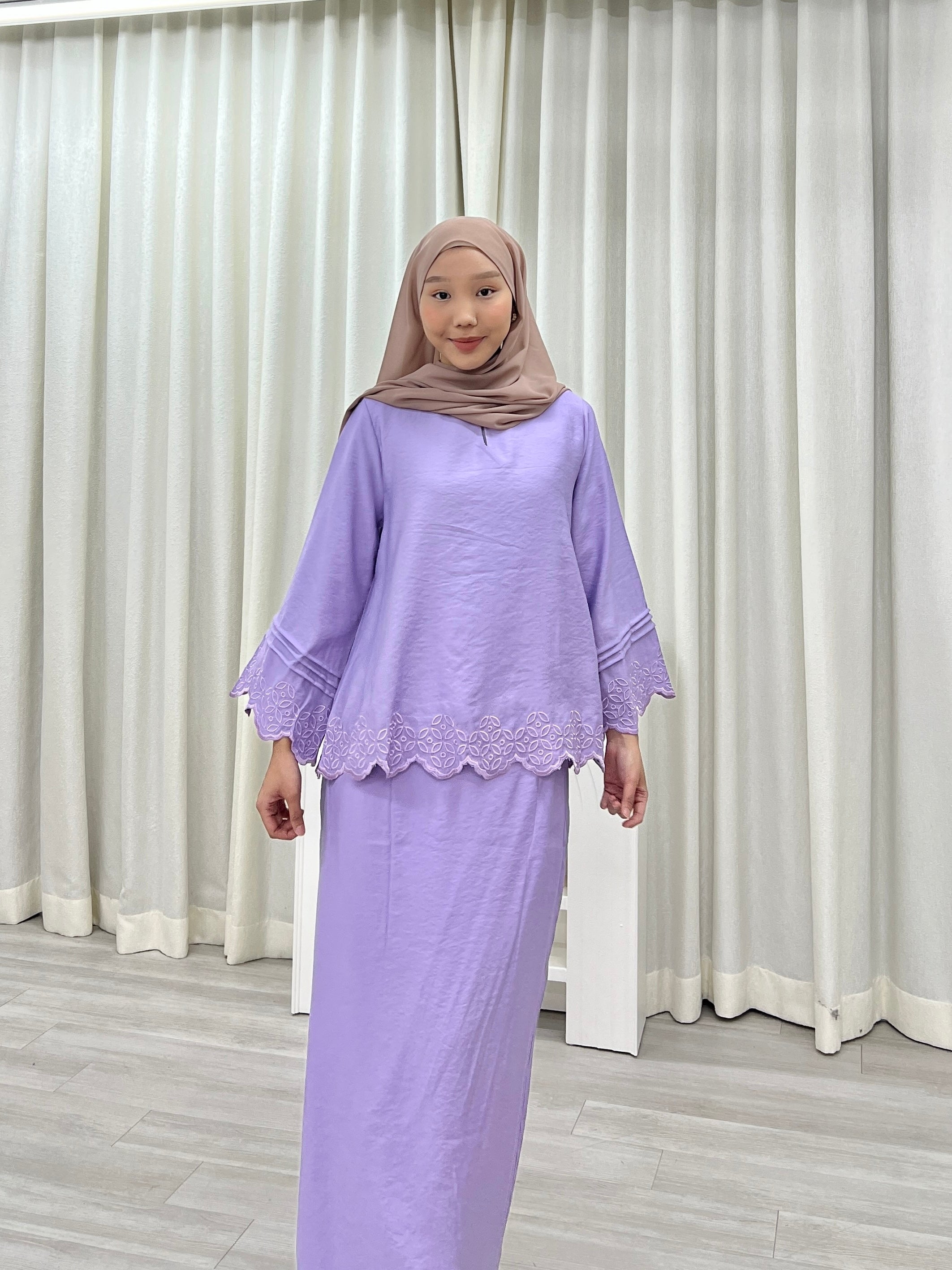 Luna Pastel Embroided Kurung Set