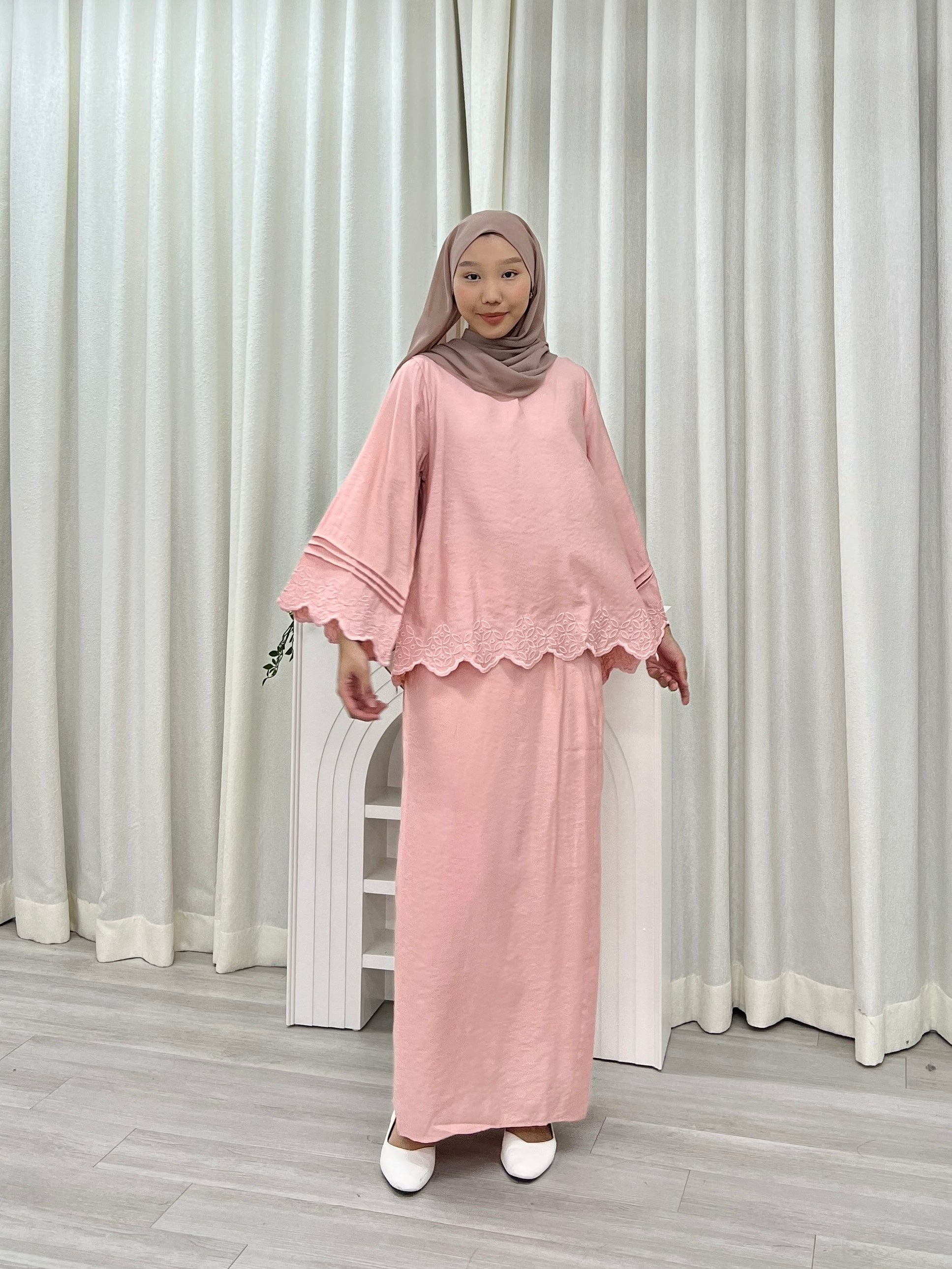 Luna Pastel Embroided Kurung Set