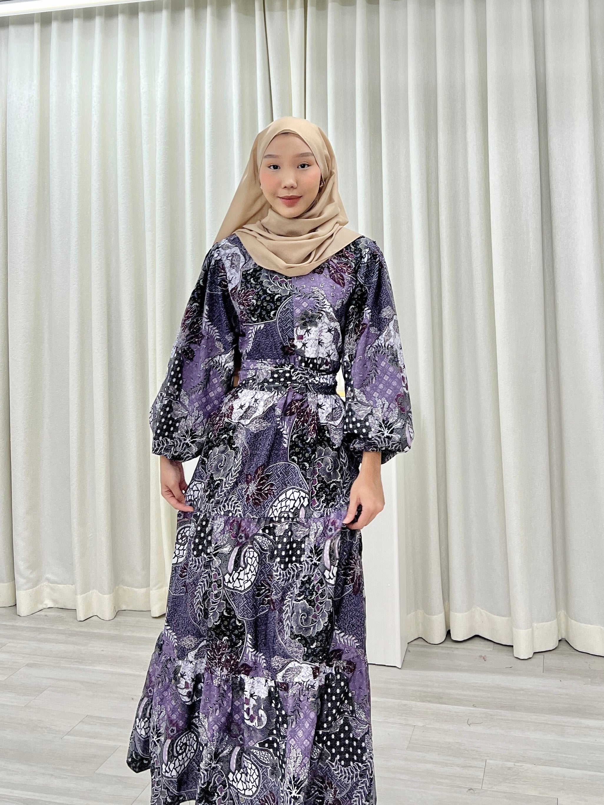Batik Balloon Sleeve Dress - Eka