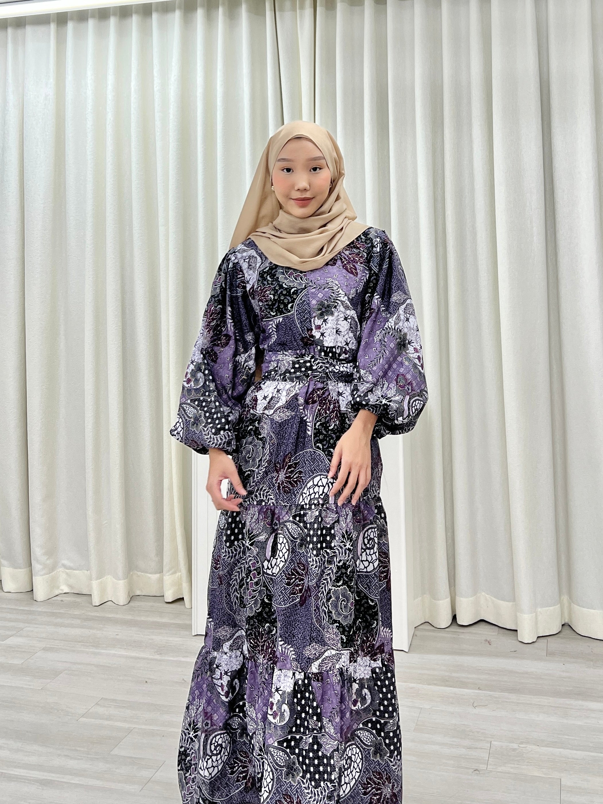 Batik Balloon Sleeve Dress - Eka