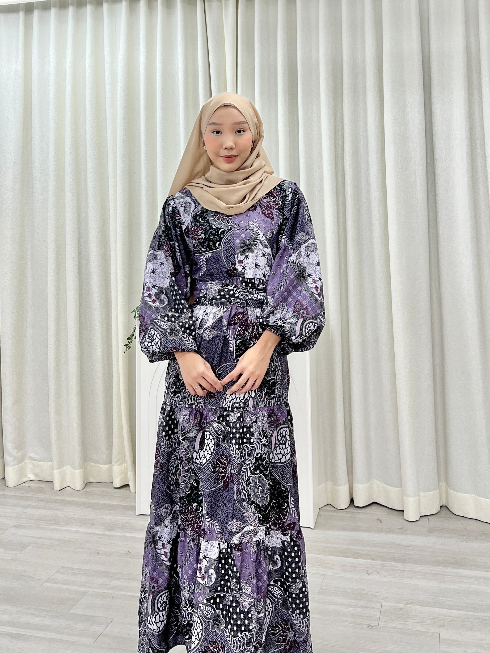 Batik Balloon Sleeve Dress - Eka