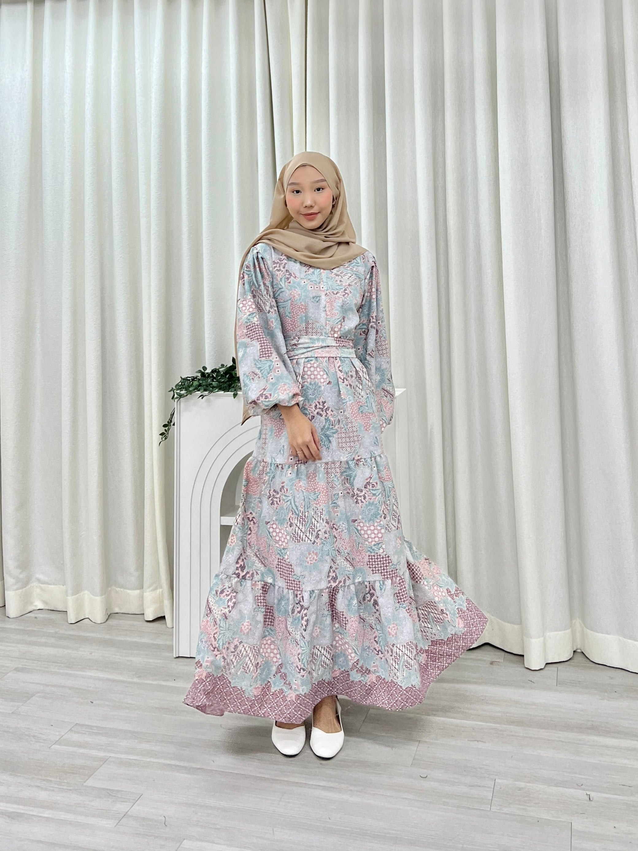 Batik Balloon Sleeve Dress - Winda