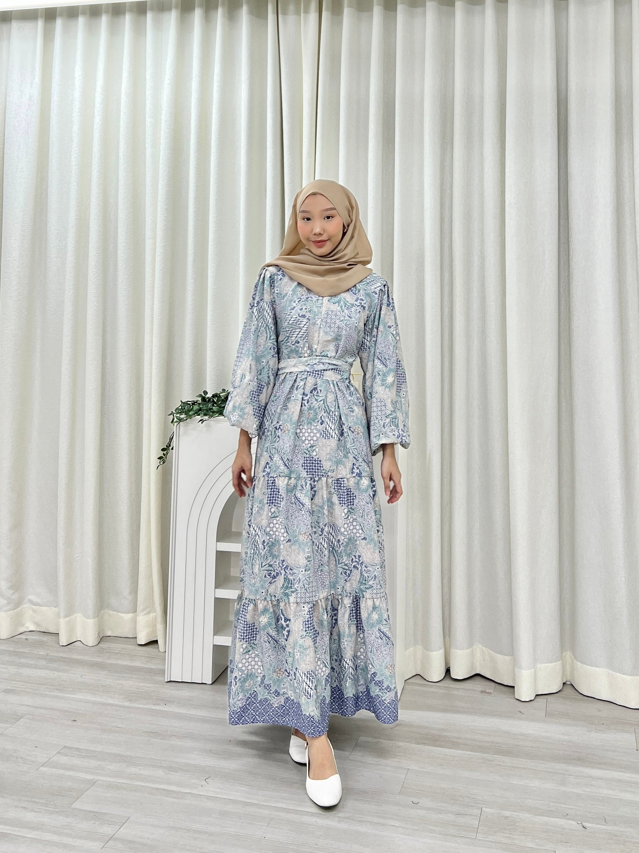 Batik Balloon Sleeve Dress - Winda