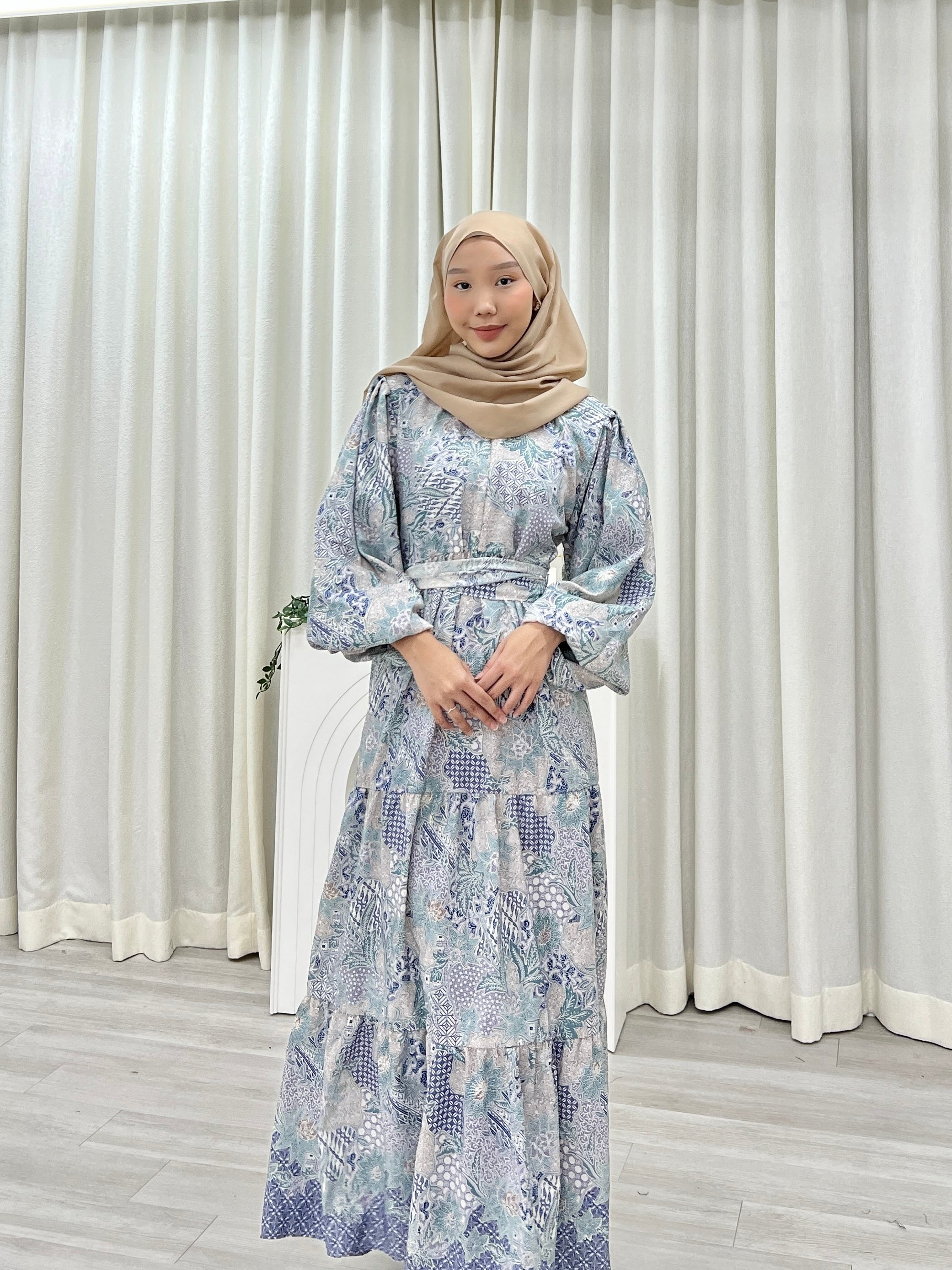 Batik Balloon Sleeve Dress - Winda