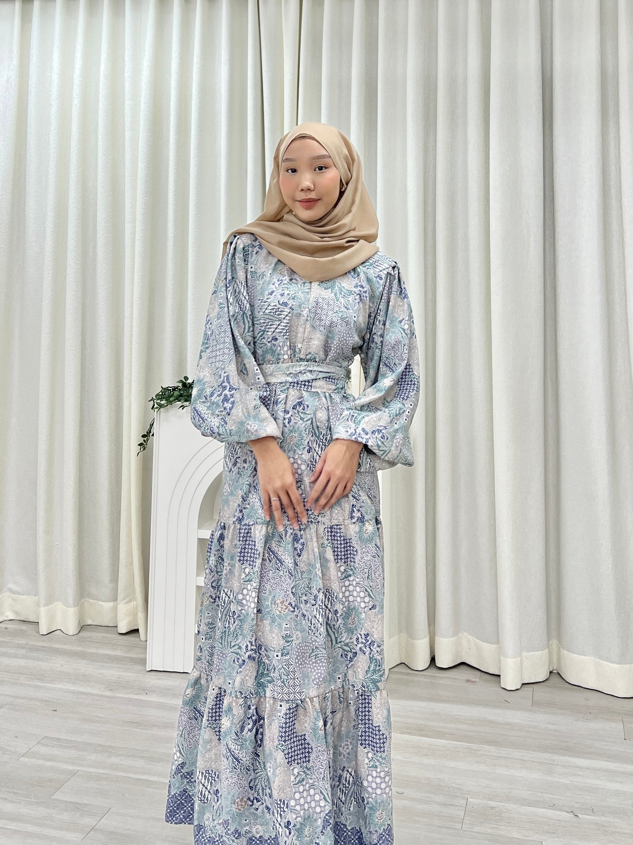 Batik Balloon Sleeve Dress - Winda