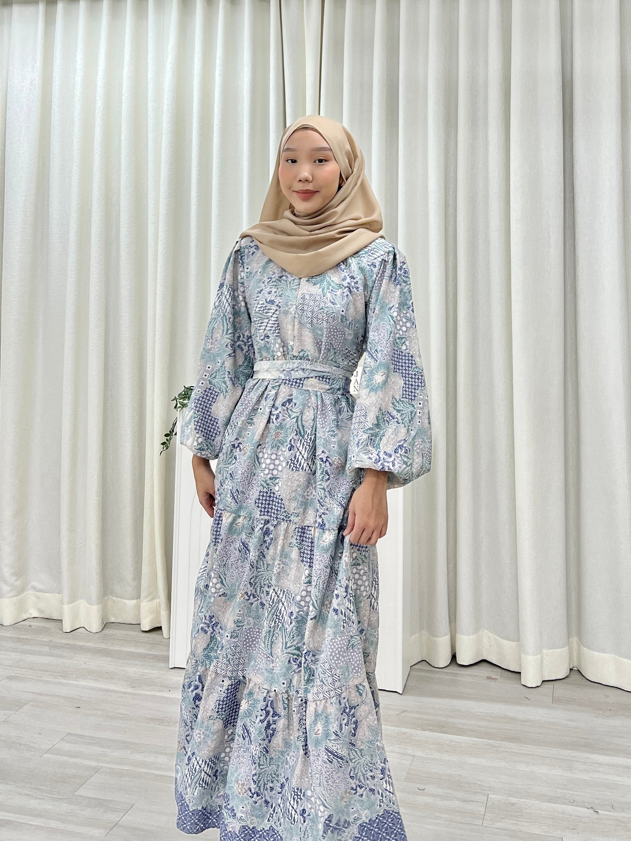 Batik Balloon Sleeve Dress - Winda