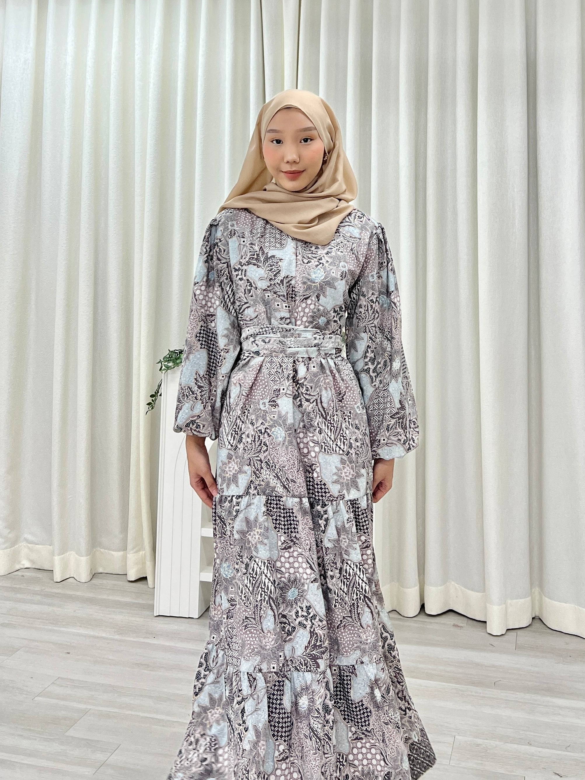 Batik Balloon Sleeve Dress - Winda
