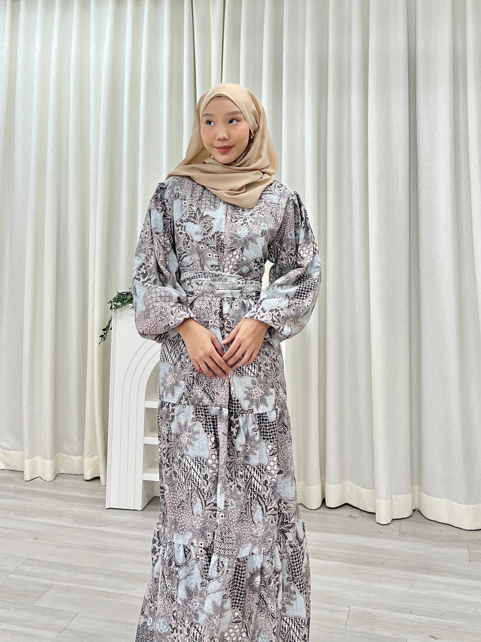 Batik Balloon Sleeve Dress - Winda