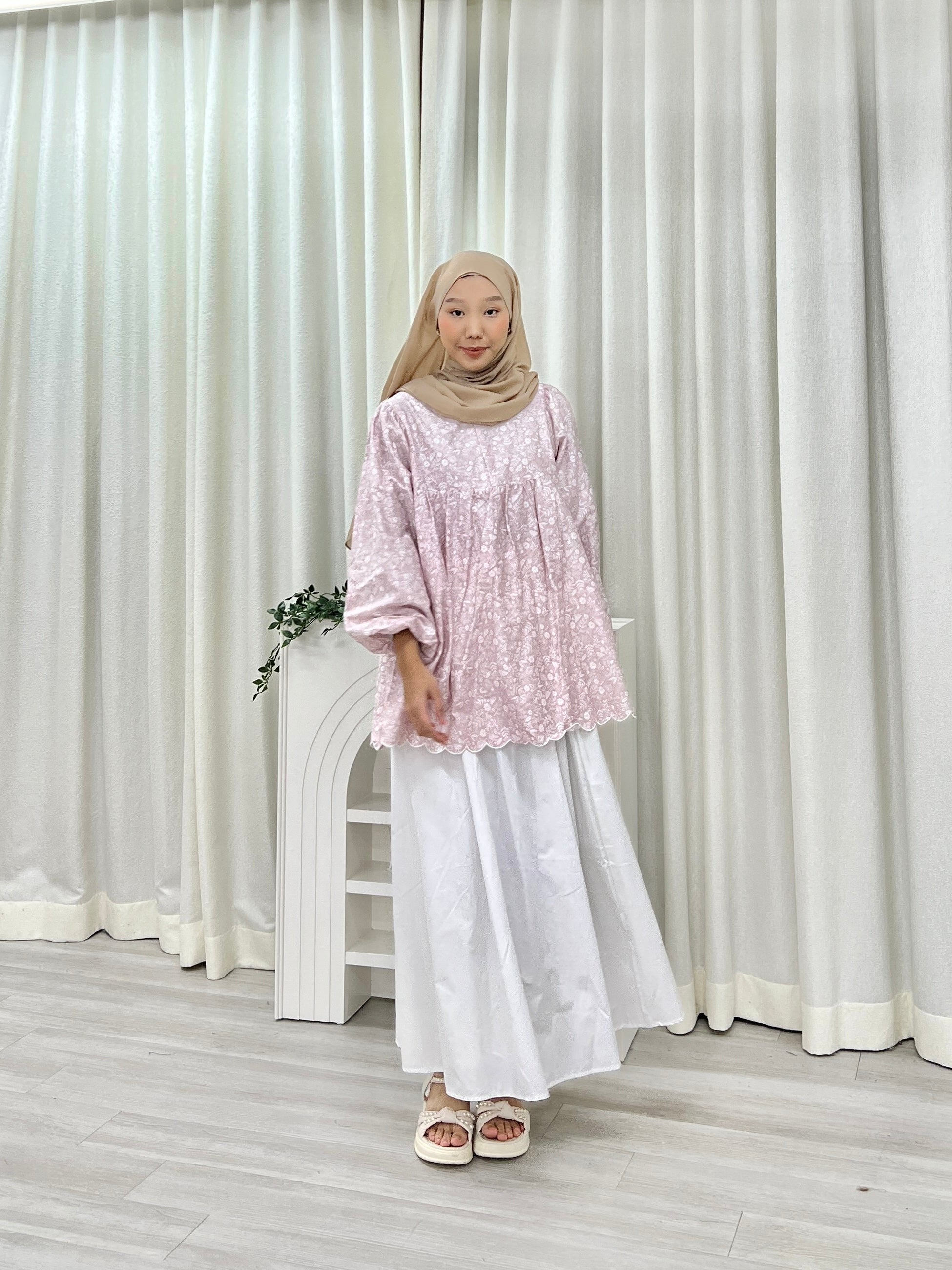 Printed Sulam Balloon Top