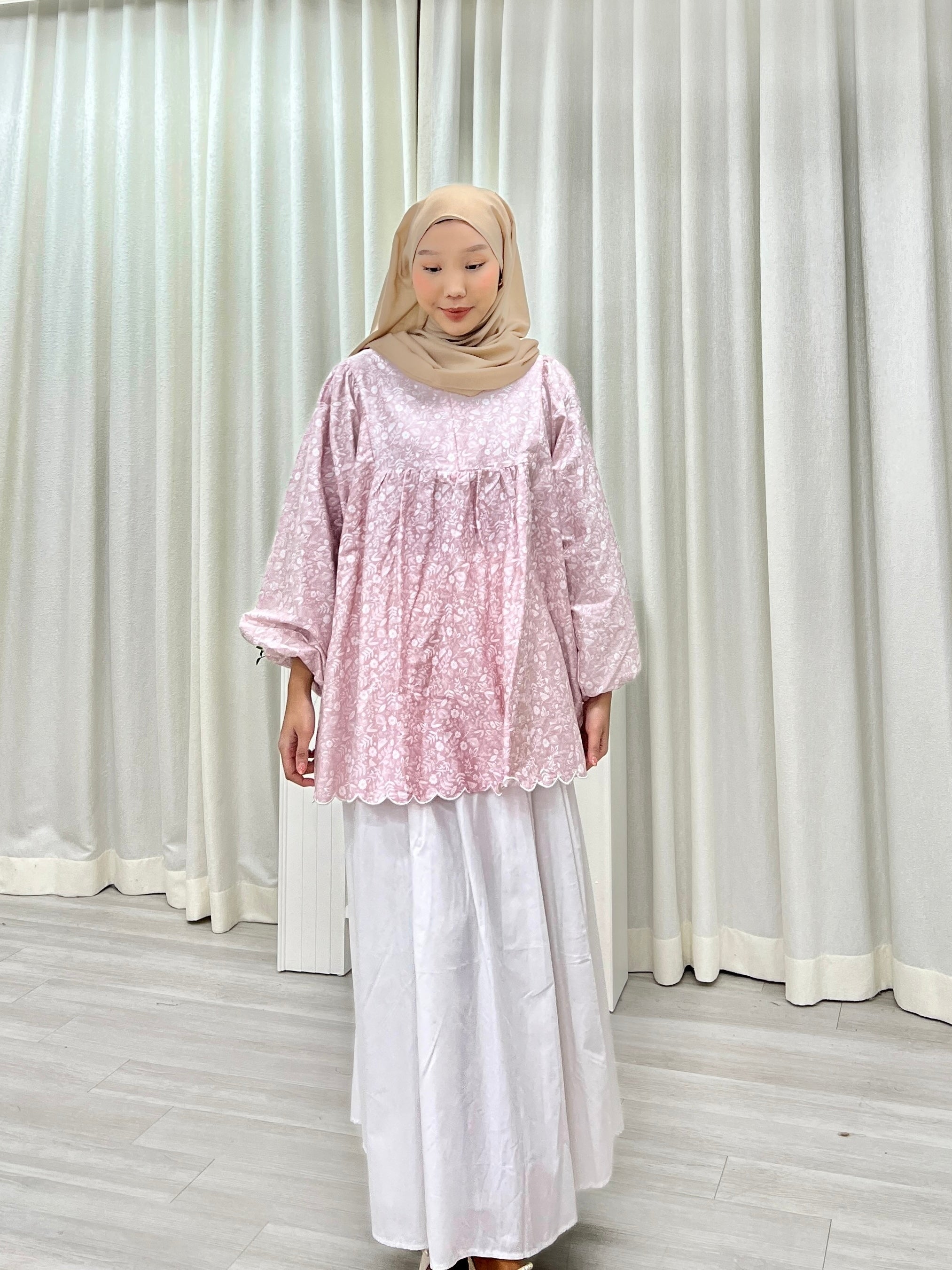 Printed Sulam Balloon Top