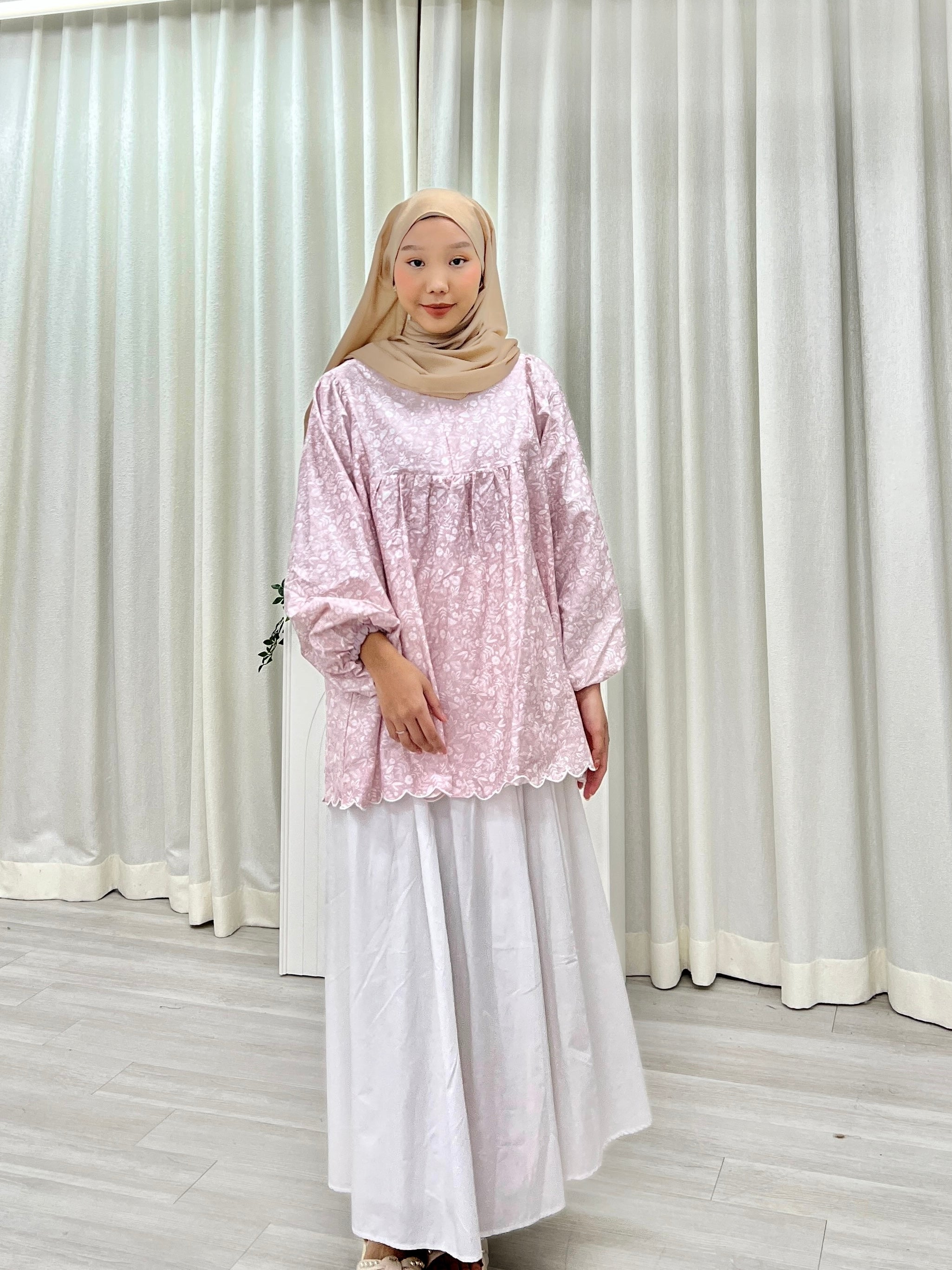 Printed Sulam Balloon Top