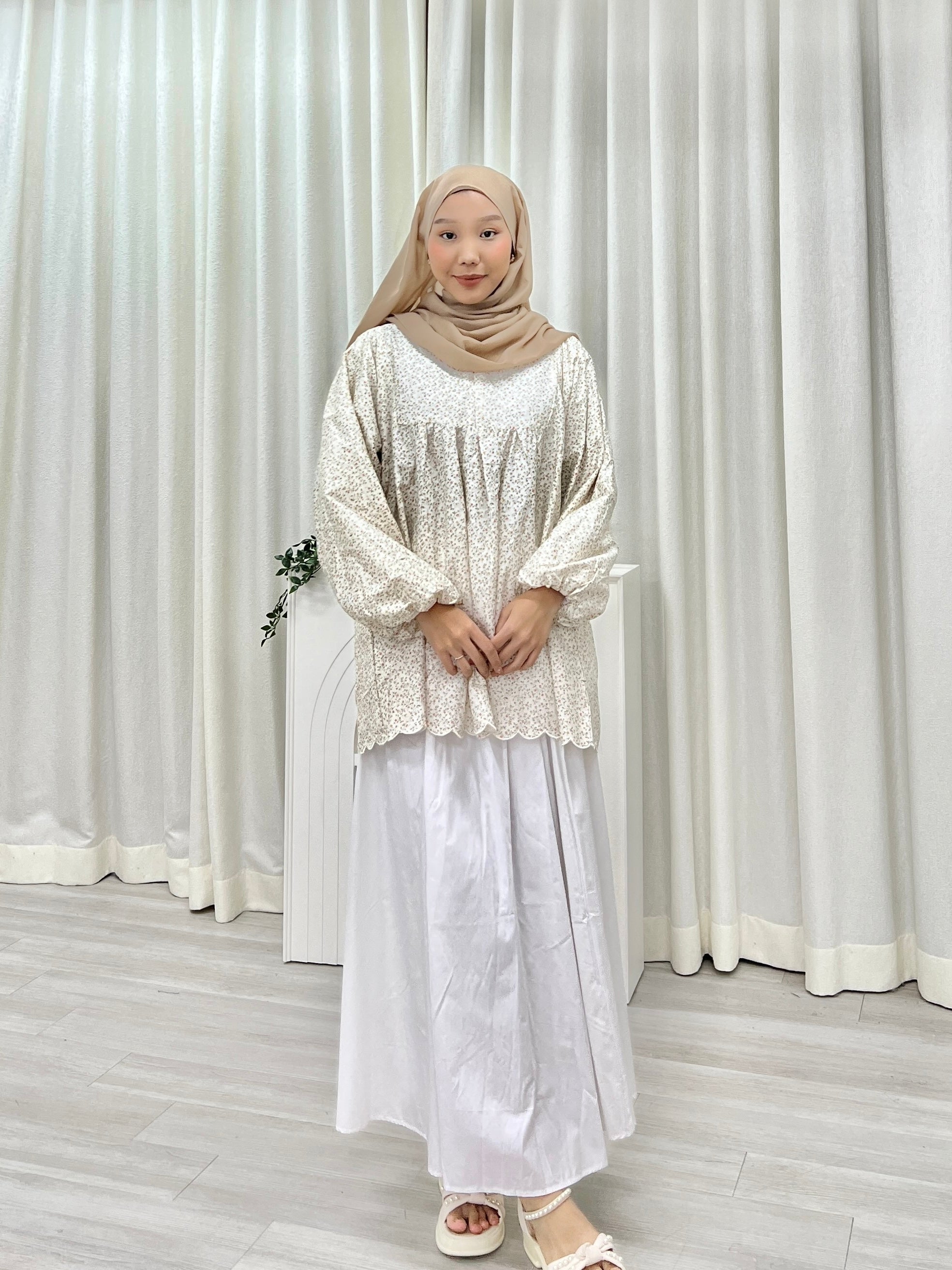 Printed Sulam Balloon Top